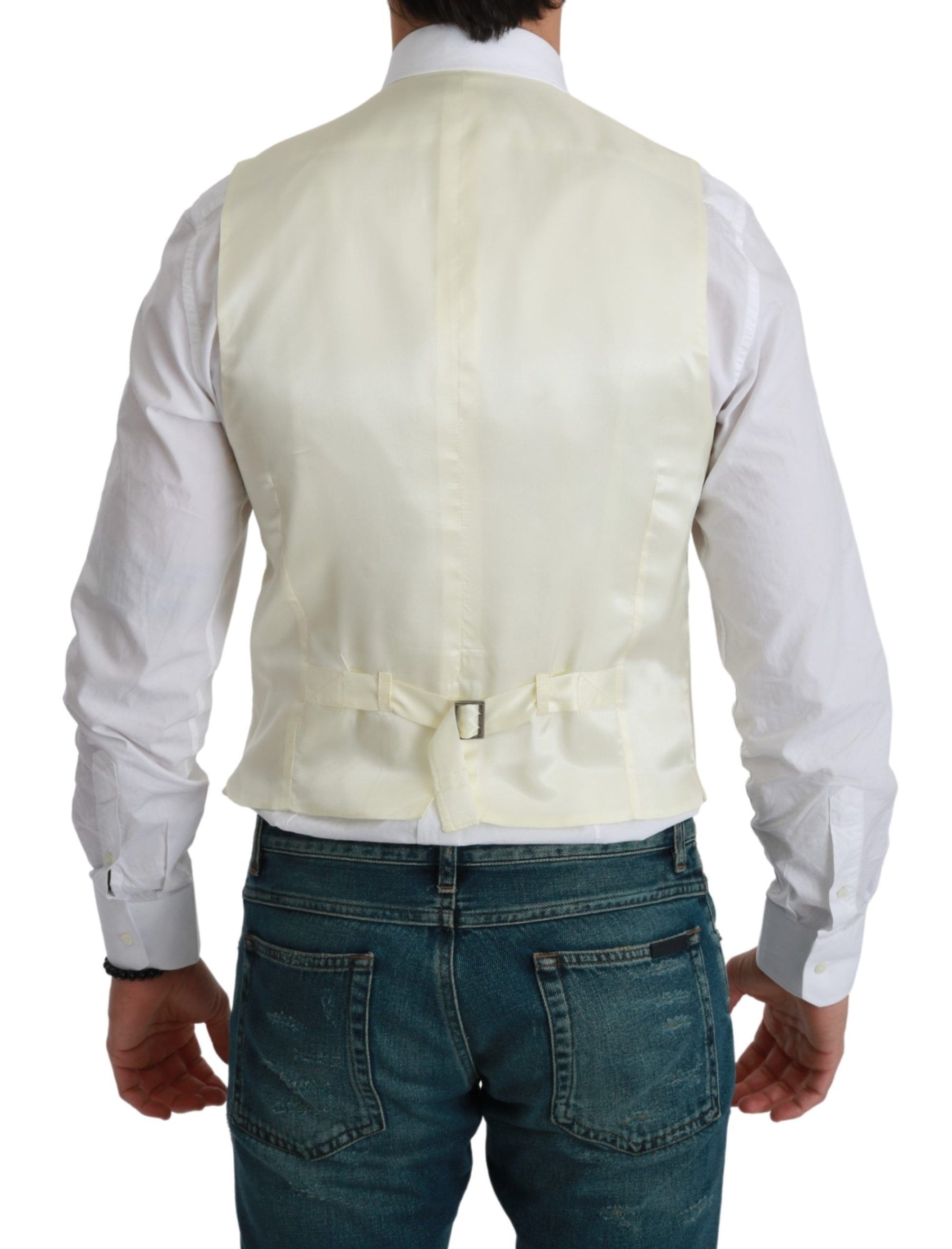 Dolce & Gabbana White Waistcoat Formal Wool  Vest | Regal Royce
