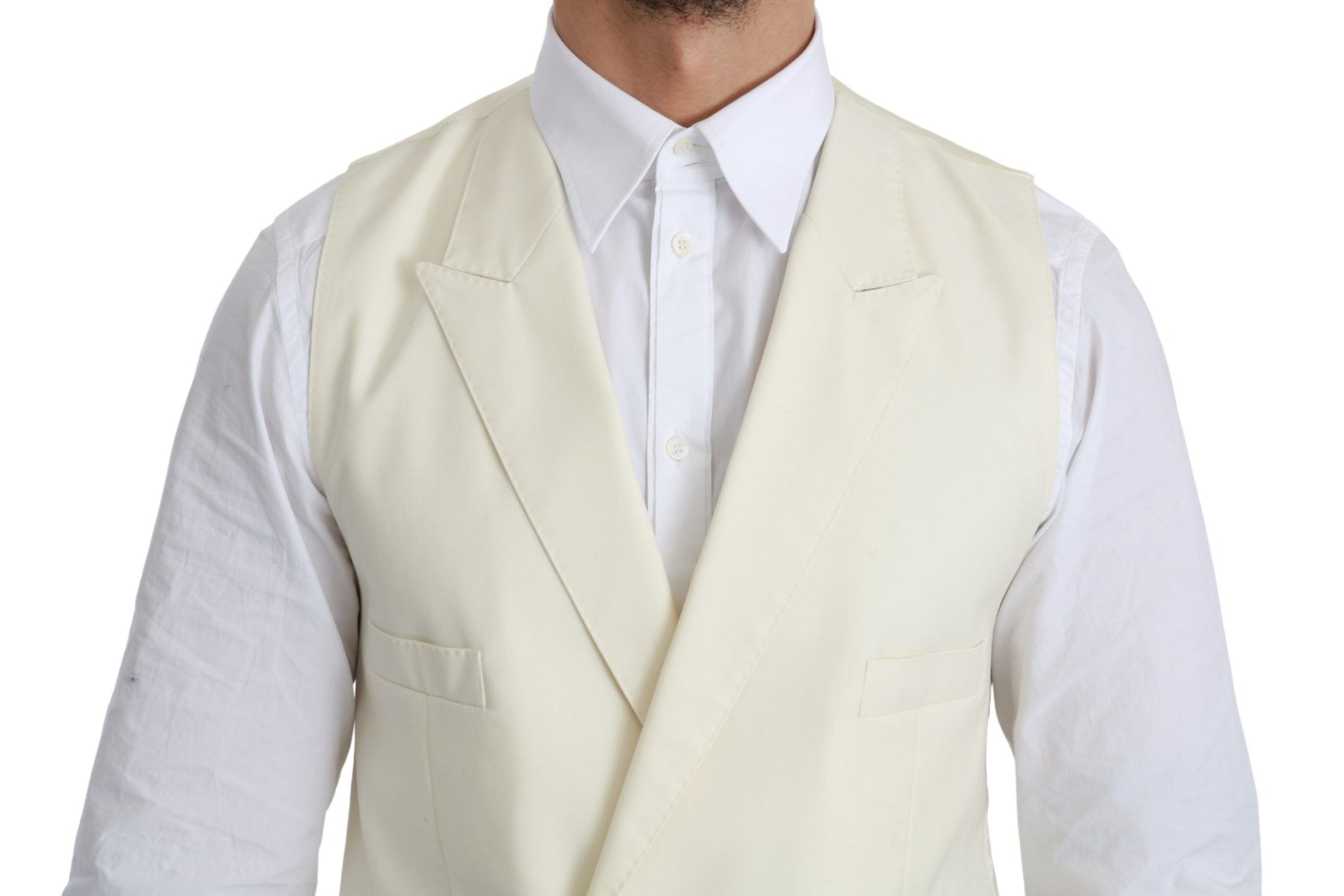 Dolce & Gabbana White Waistcoat Formal Wool  Vest | Regal Royce