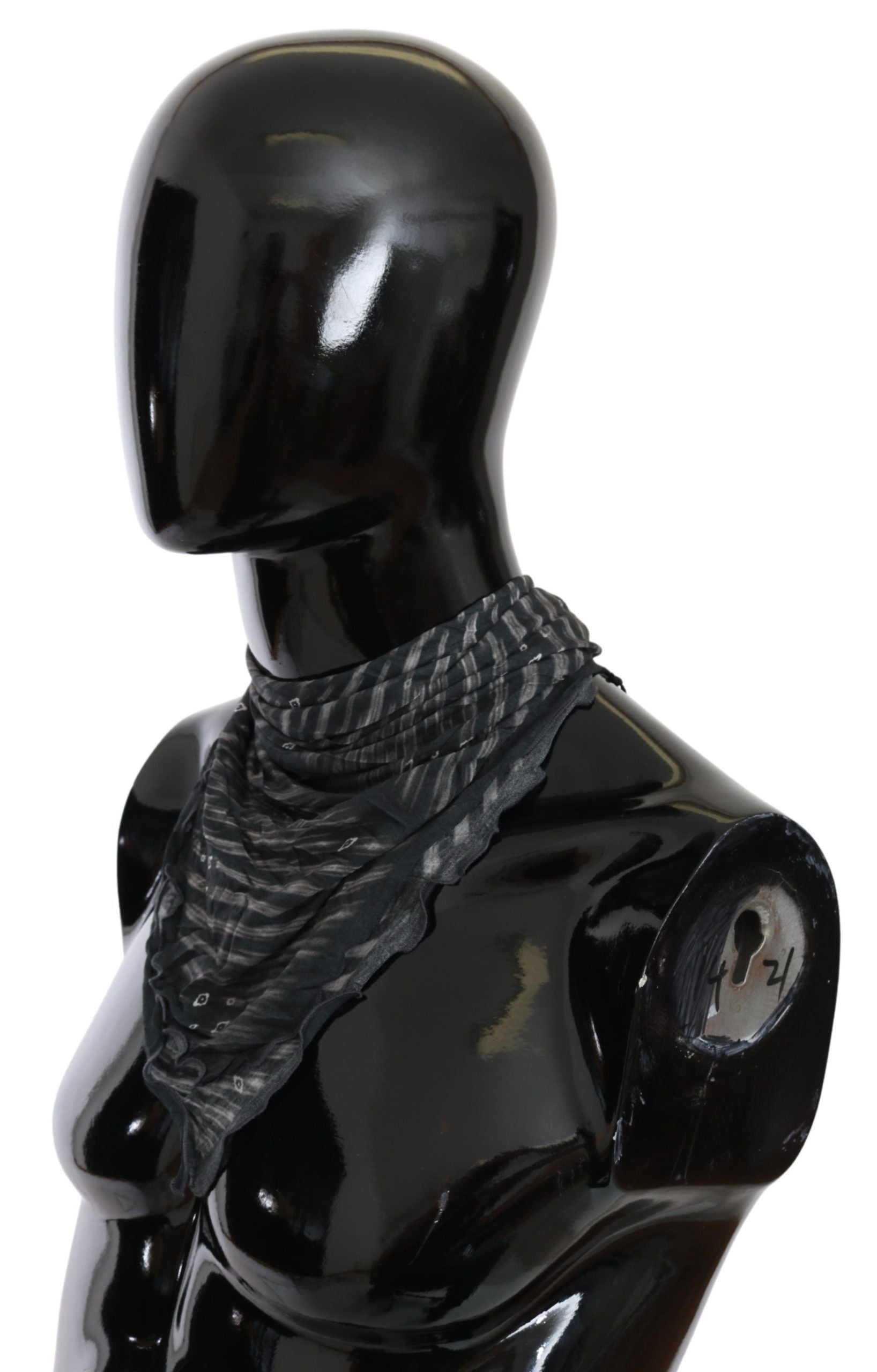 Costume National Black Gray Viscose Foulard Branded Scarf | Regal Royce