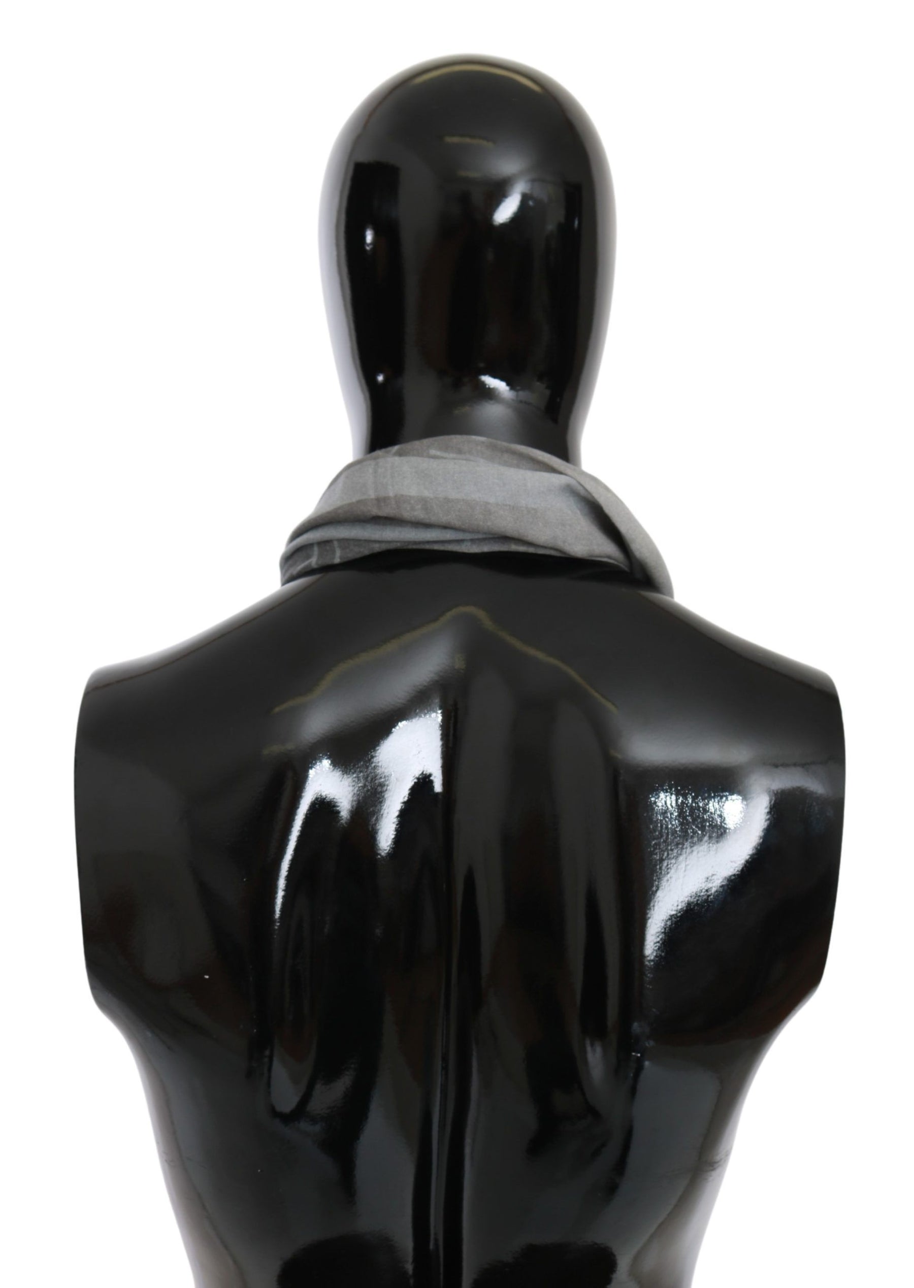 GF Ferre Gray Wool Viscose Foulard Patterned Branded Scarf | Regal Royce