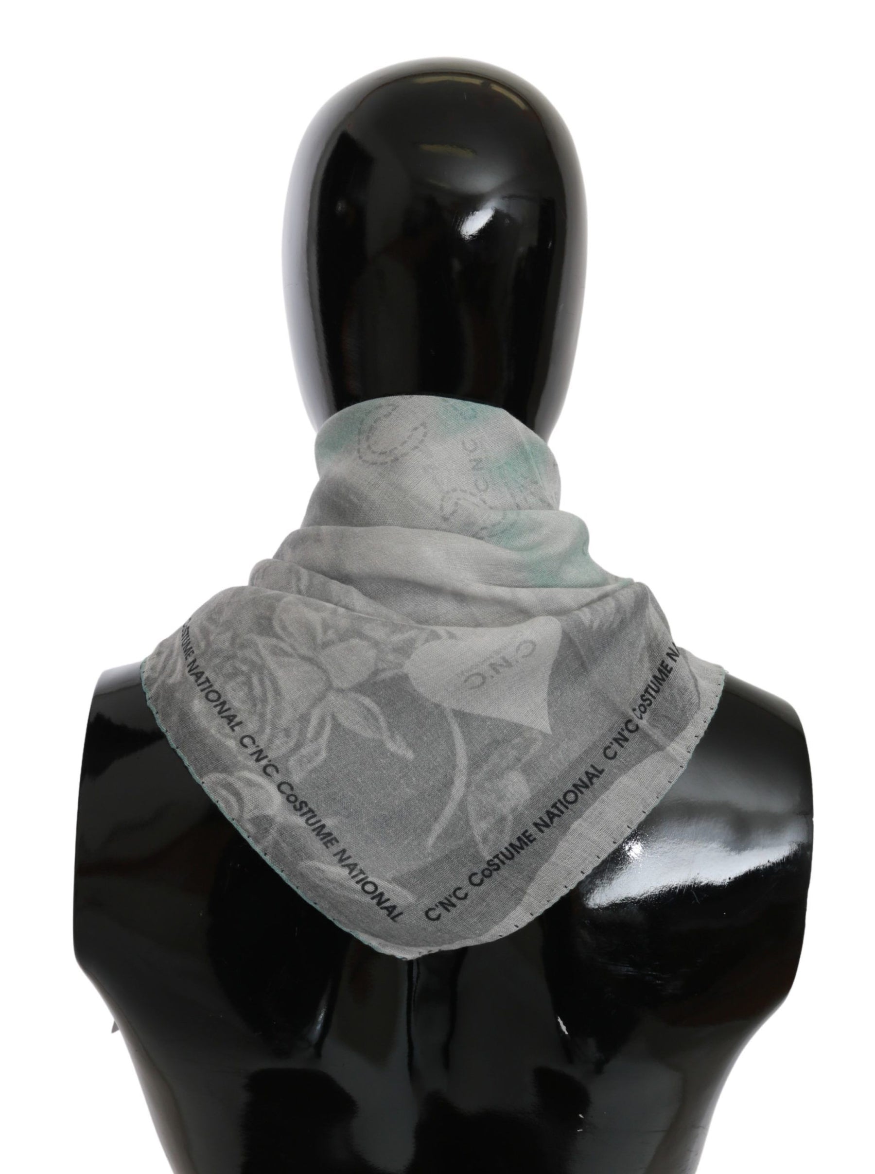 Costume National Gray Silk Shawl Foulard Wrap Scarf | Regal Royce