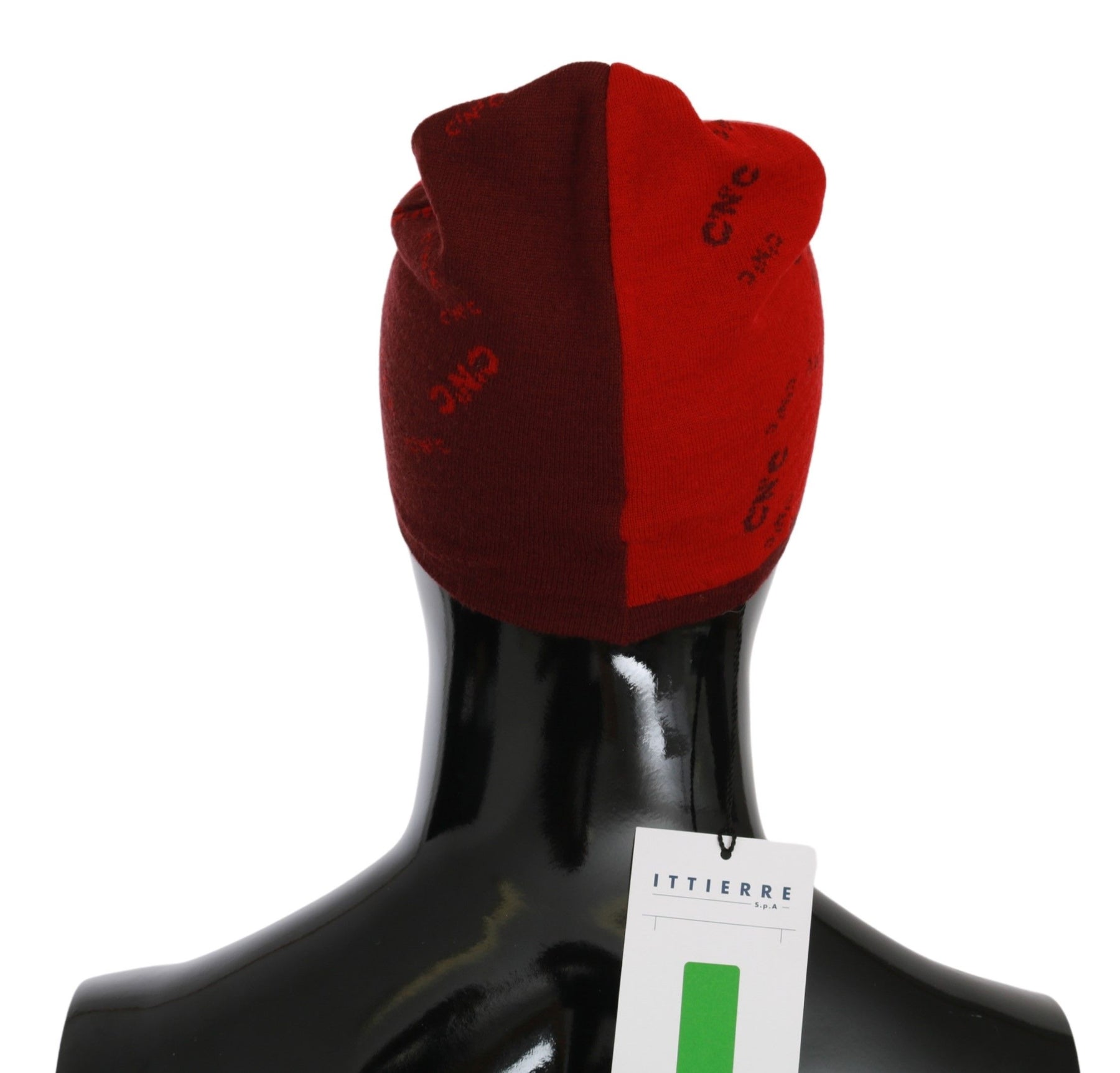 Costume National Red Wool Blend Branded Beanie Hat | Regal Royce