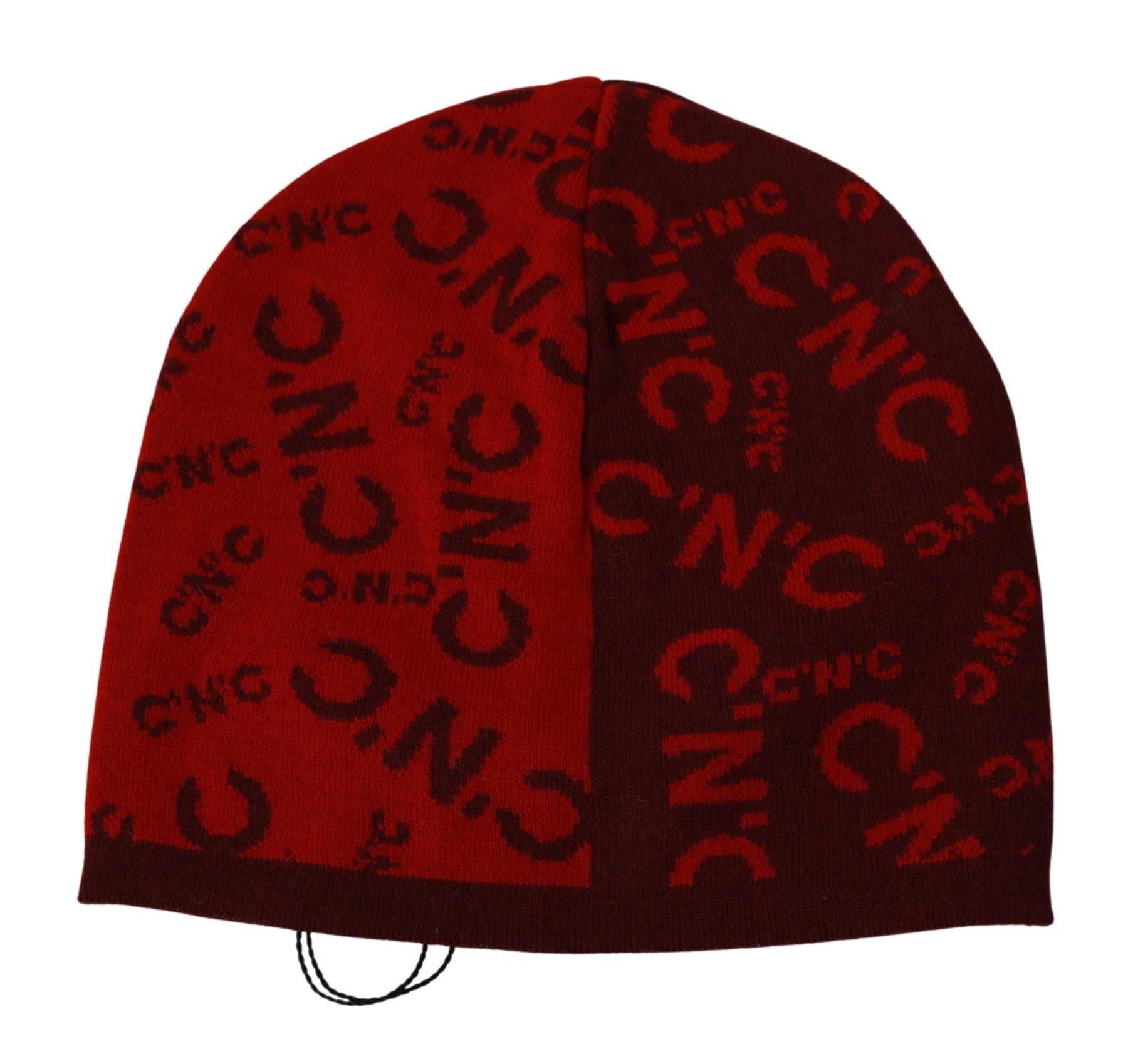 Costume National Red Wool Blend Branded Beanie Hat | Regal Royce