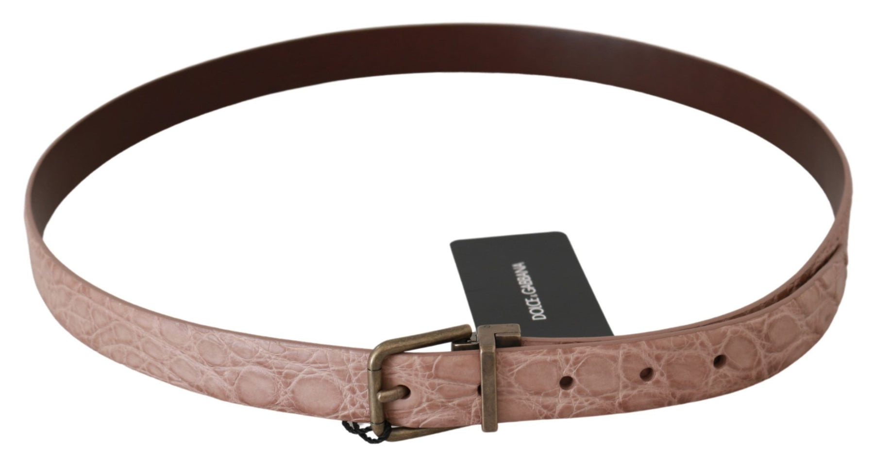 Dolce & Gabbana Beige Exotic Skin Gold Buckle Leather Belt | Regal Royce