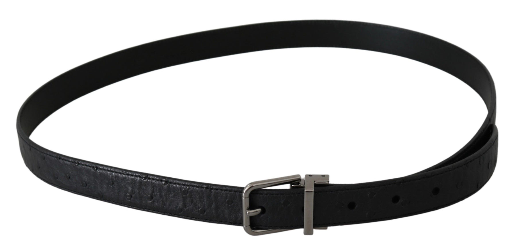 Dolce & Gabbana Black Exotic Skin Pattern Silver Buckle Belt | Regal Royce