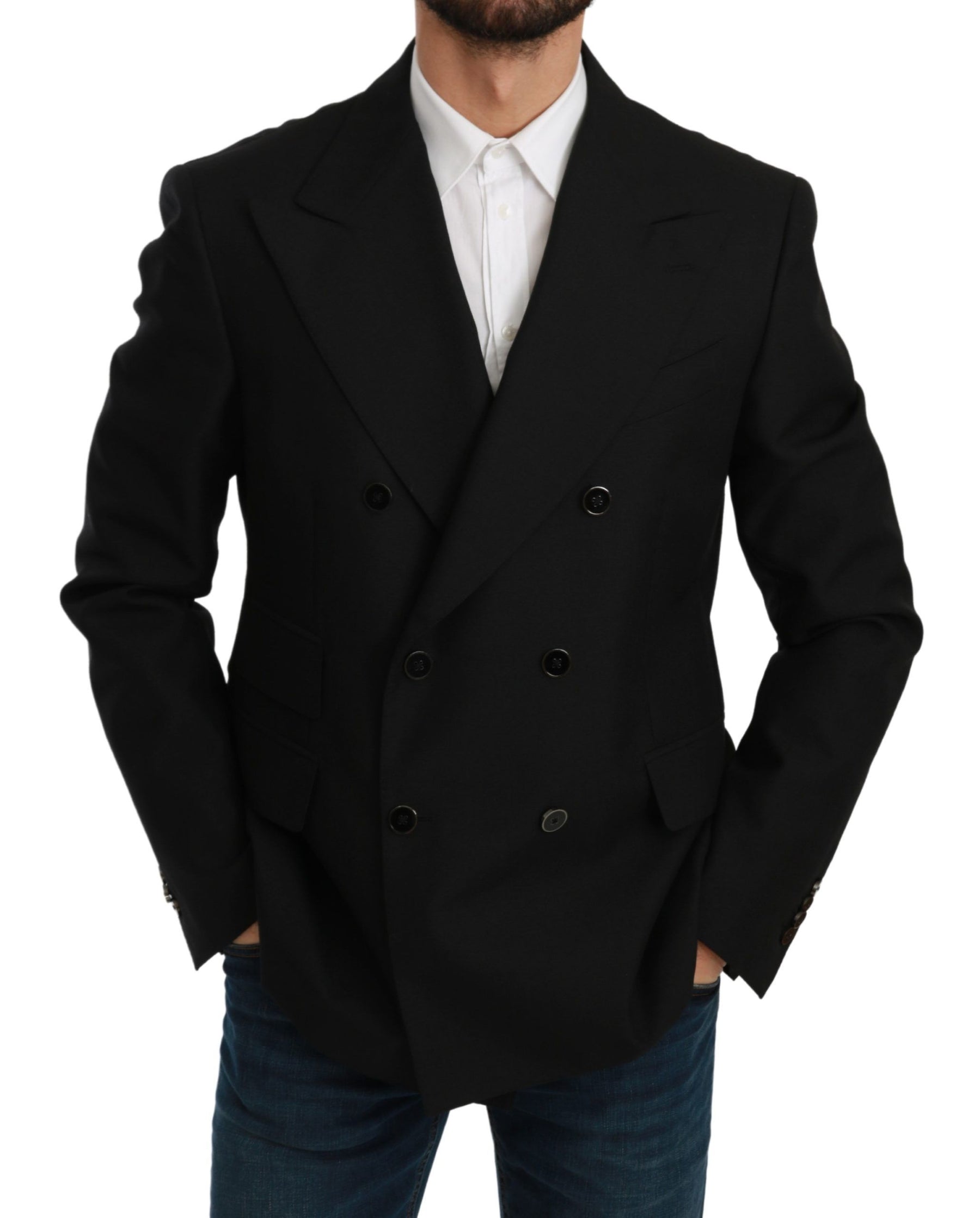 Dolce & Gabbana Black Slim Fit Jacket Coat Wool Blazer | Regal Royce
