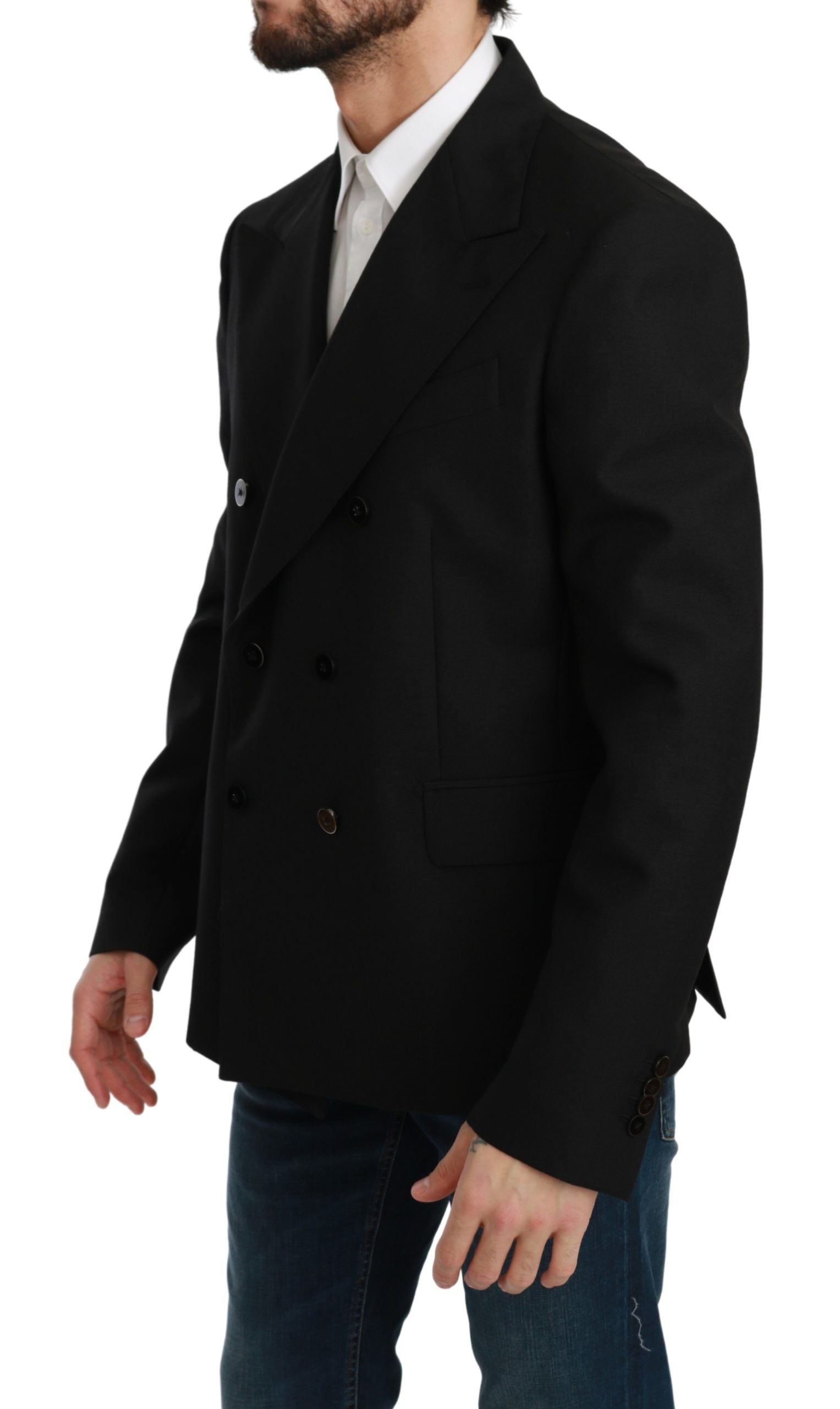 Dolce & Gabbana Black Slim Fit Jacket Coat Wool Blazer | Regal Royce