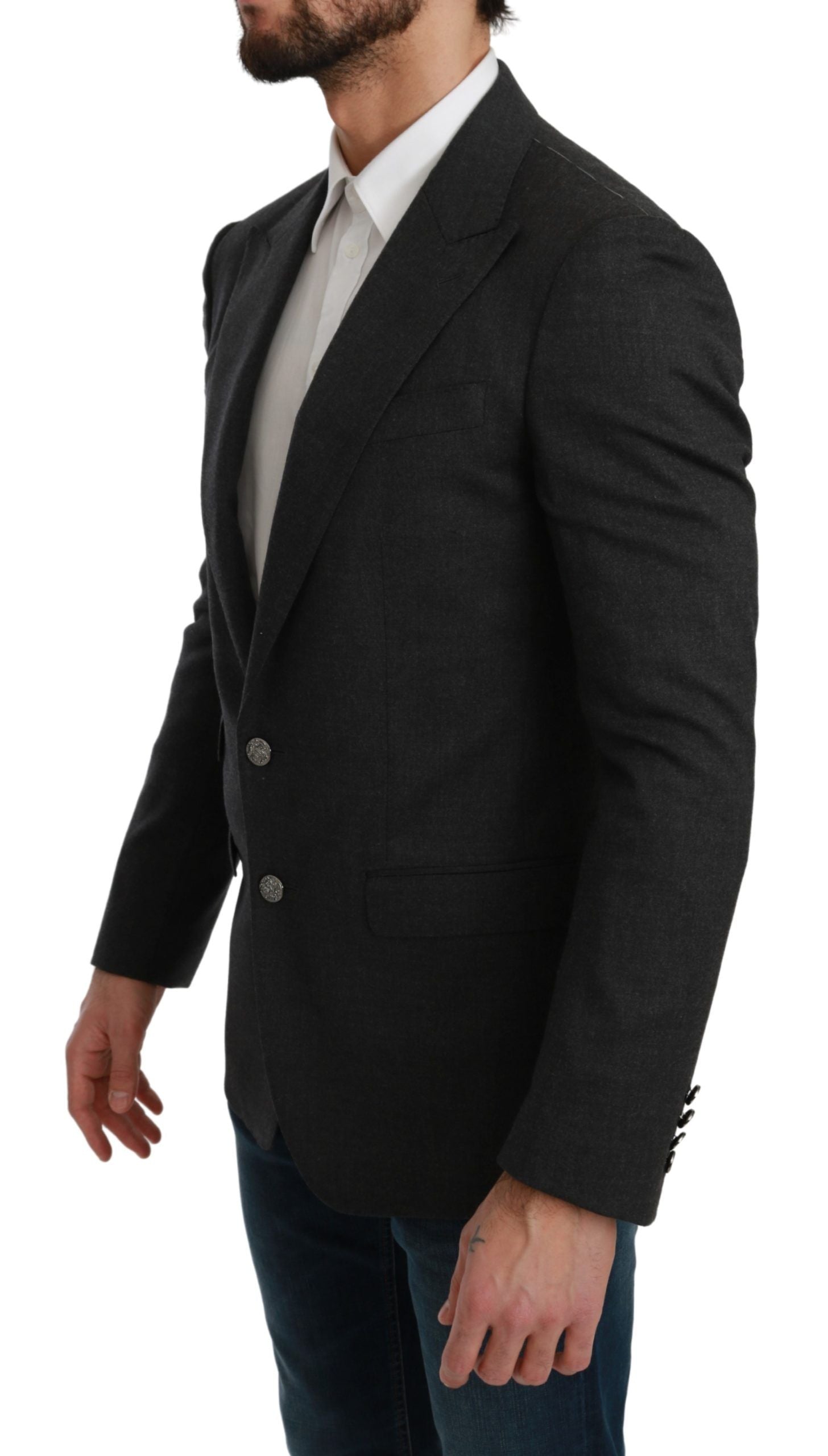 Dolce & Gabbana Gray NAPOLI Slim Fit Jacket Wool Blazer | Regal Royce