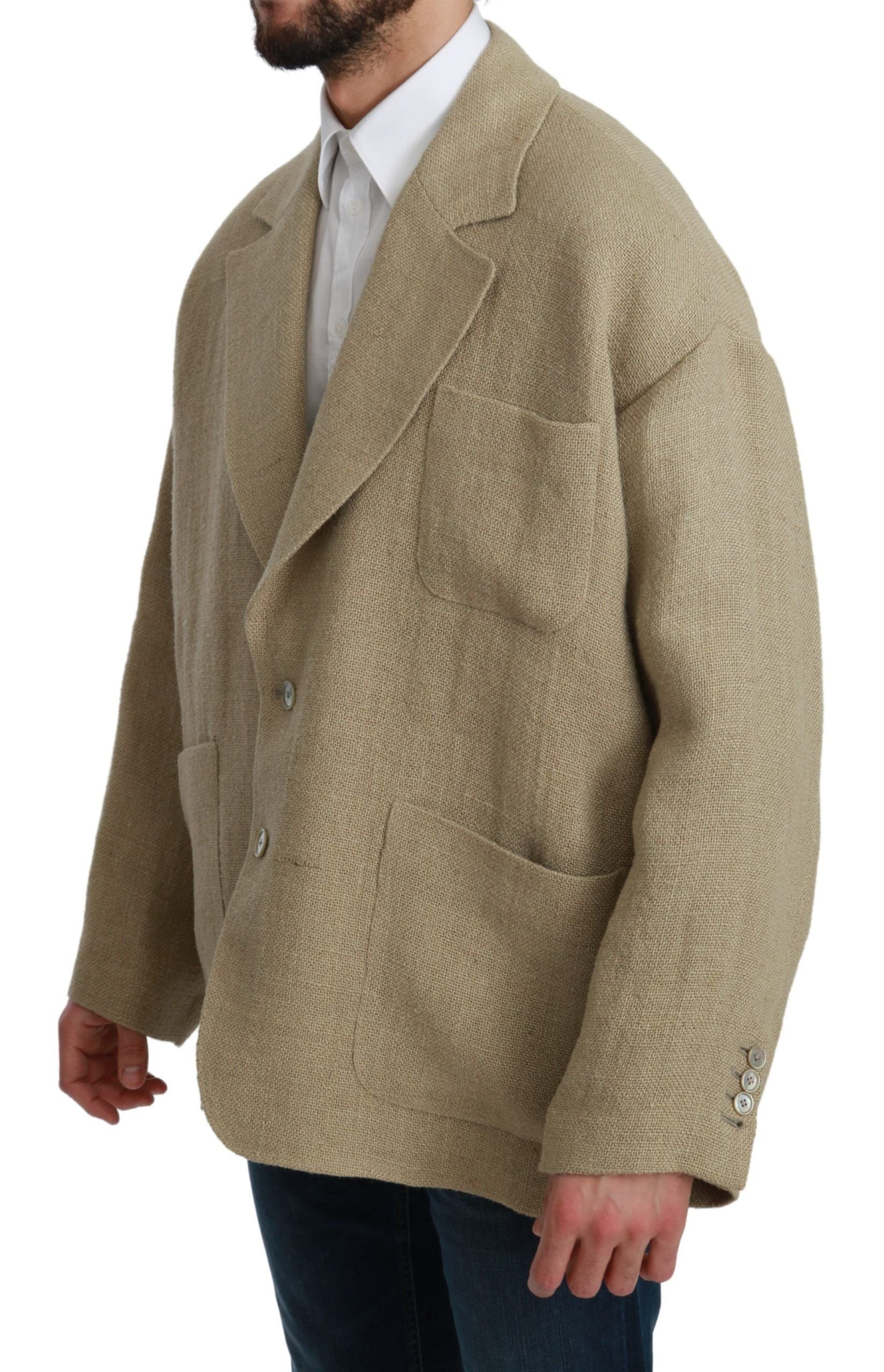 Dolce & Gabbana Beige Jacket Coat 100% Jute Blazer Coat | Regal Royce