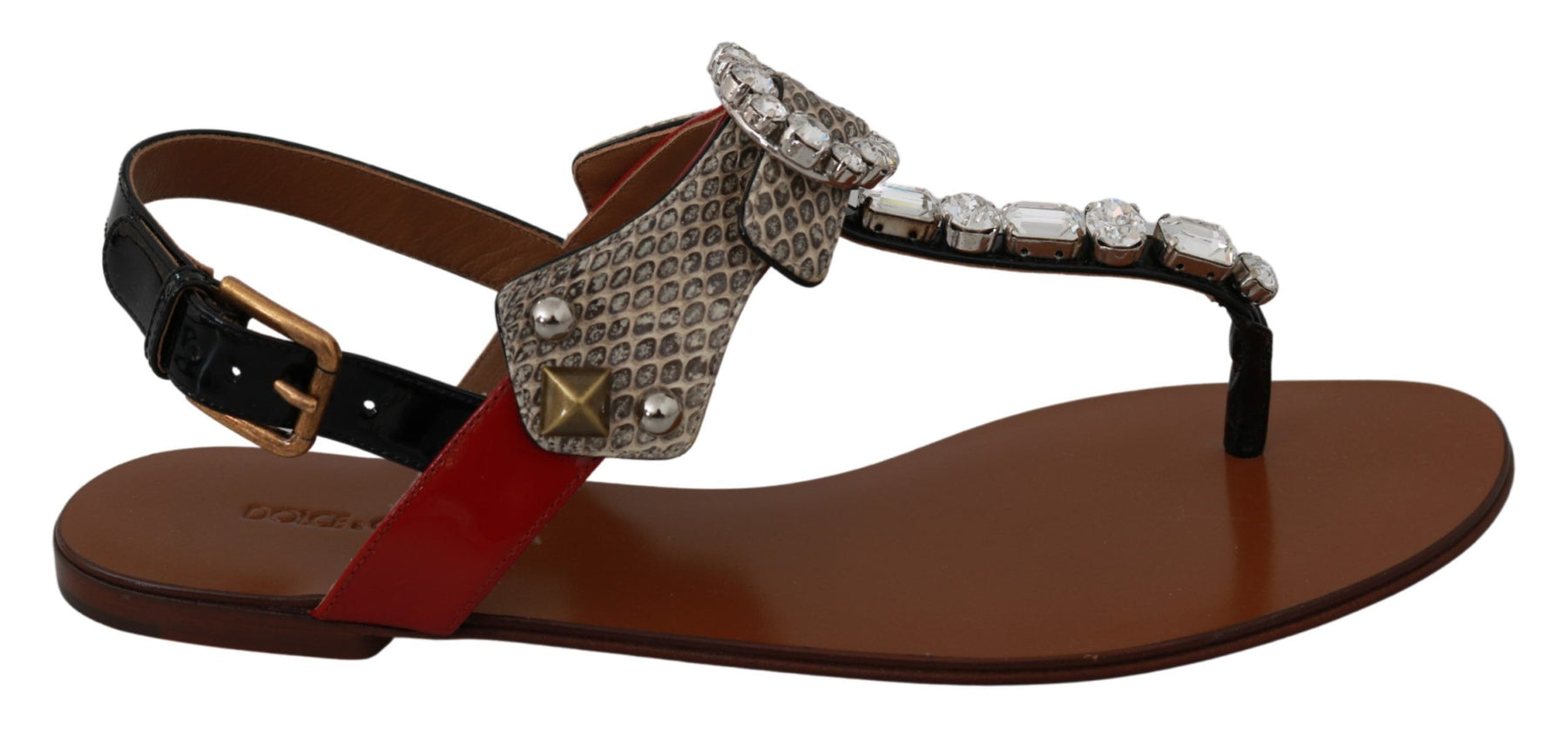 Dolce & Gabbana Leather Ayers Crystal Sandals Flip Flops Shoes | Regal Royce
