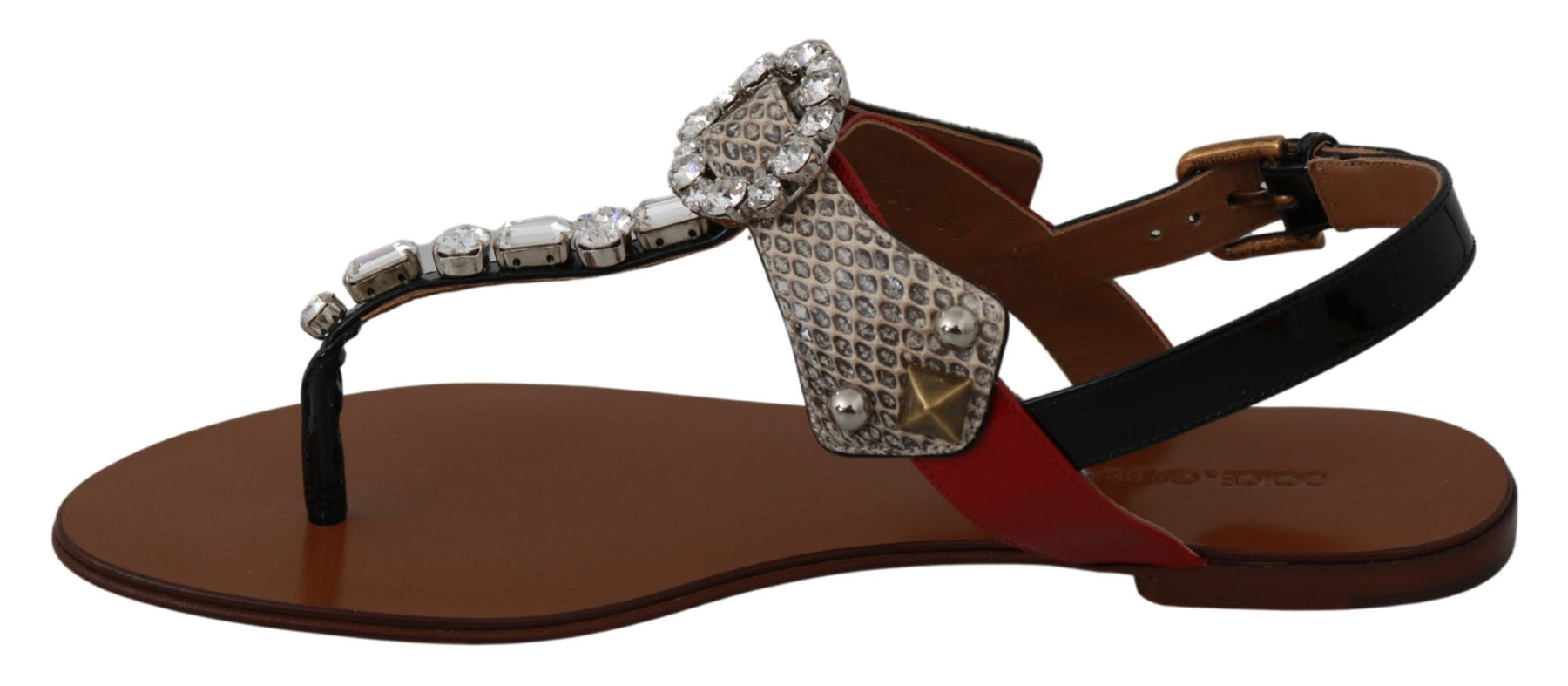 Dolce & Gabbana Leather Ayers Crystal Sandals Flip Flops Shoes | Regal Royce