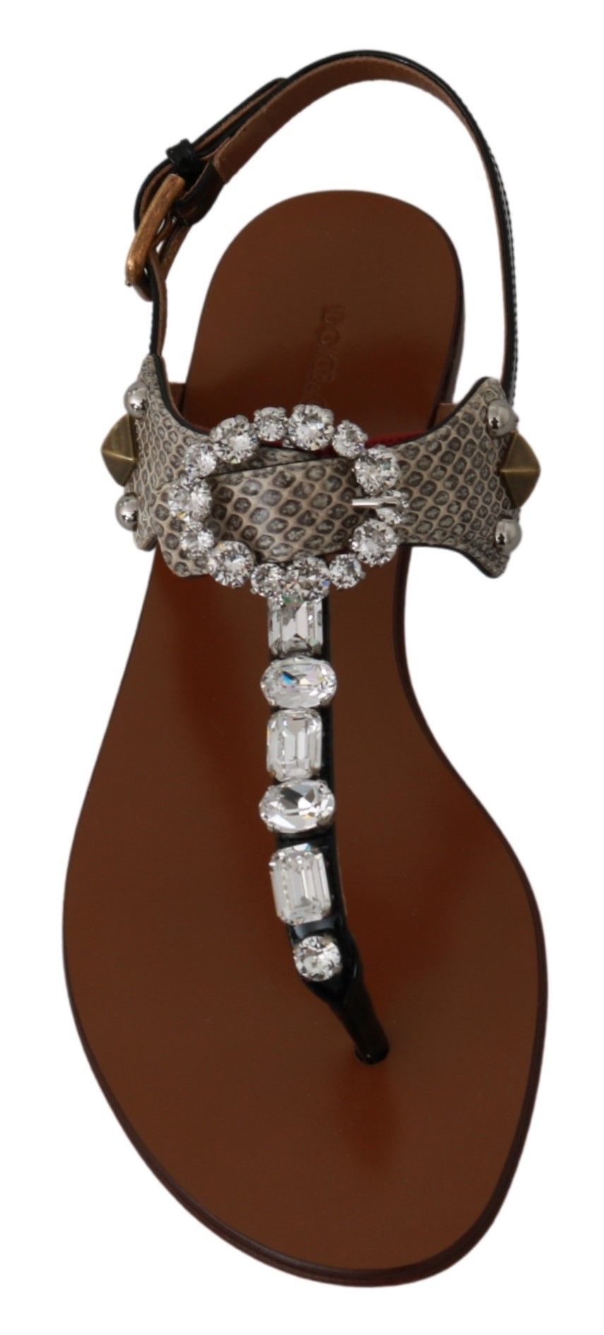 Dolce & Gabbana Leather Ayers Crystal Sandals Flip Flops Shoes | Regal Royce