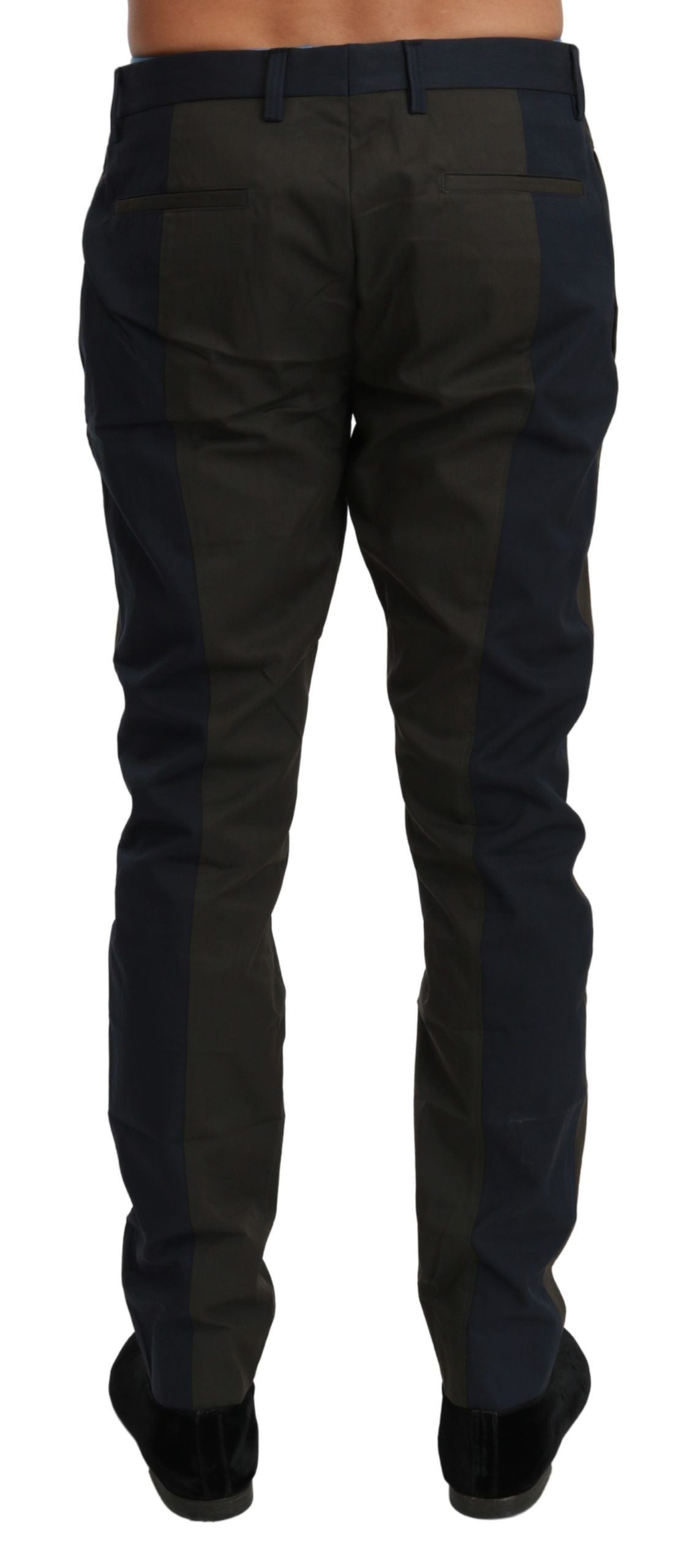 Dolce & Gabbana Blue Gray Stripes Trouser Cotton Pants | Regal Royce