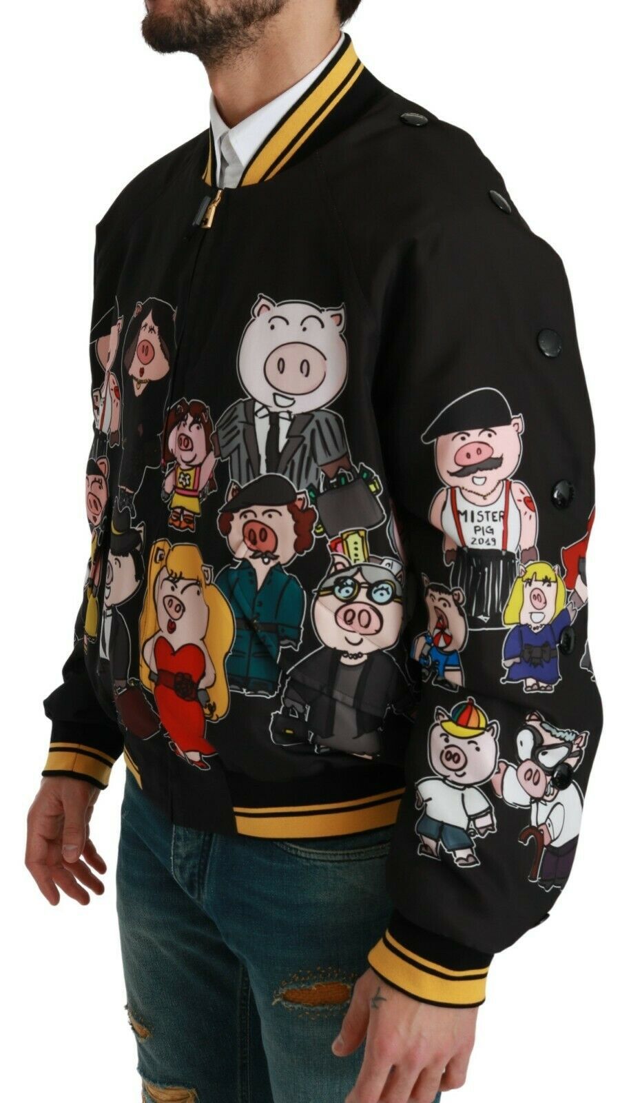 Dolce & Gabbana Black YEAR OF THE PIG Bomber Jacket | Regal Royce