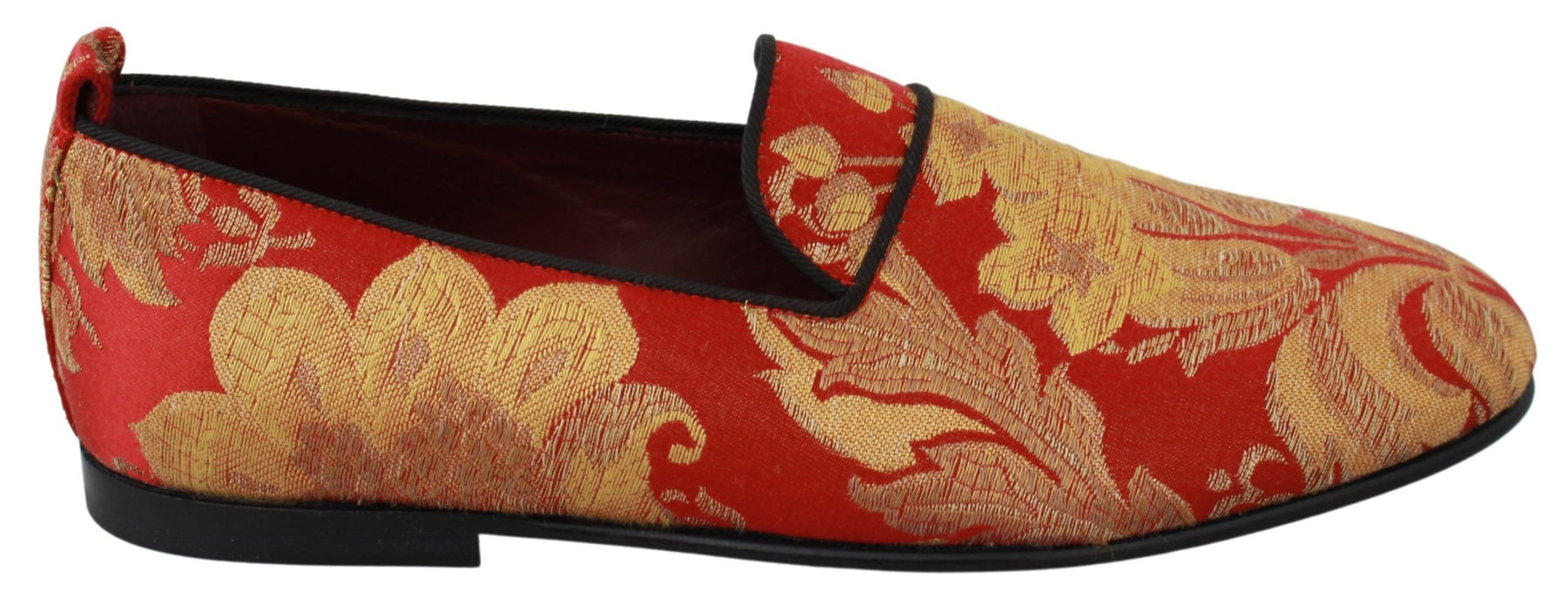 Dolce & Gabbana Red Gold Brocade Slippers Loafers Shoes | Regal Royce