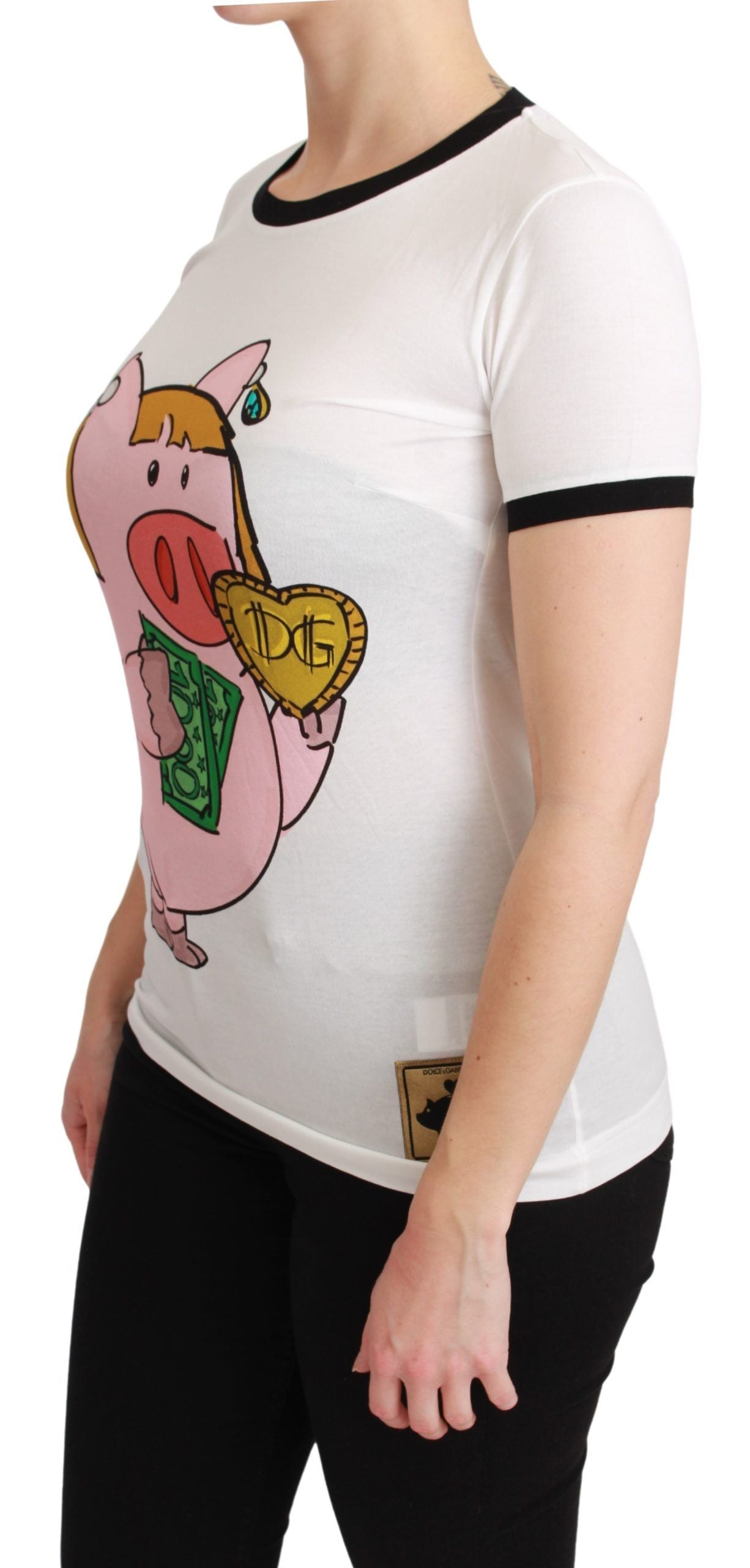 Dolce & Gabbana White YEAR OF THE PIG Top Cotton T-shirt | Regal Royce