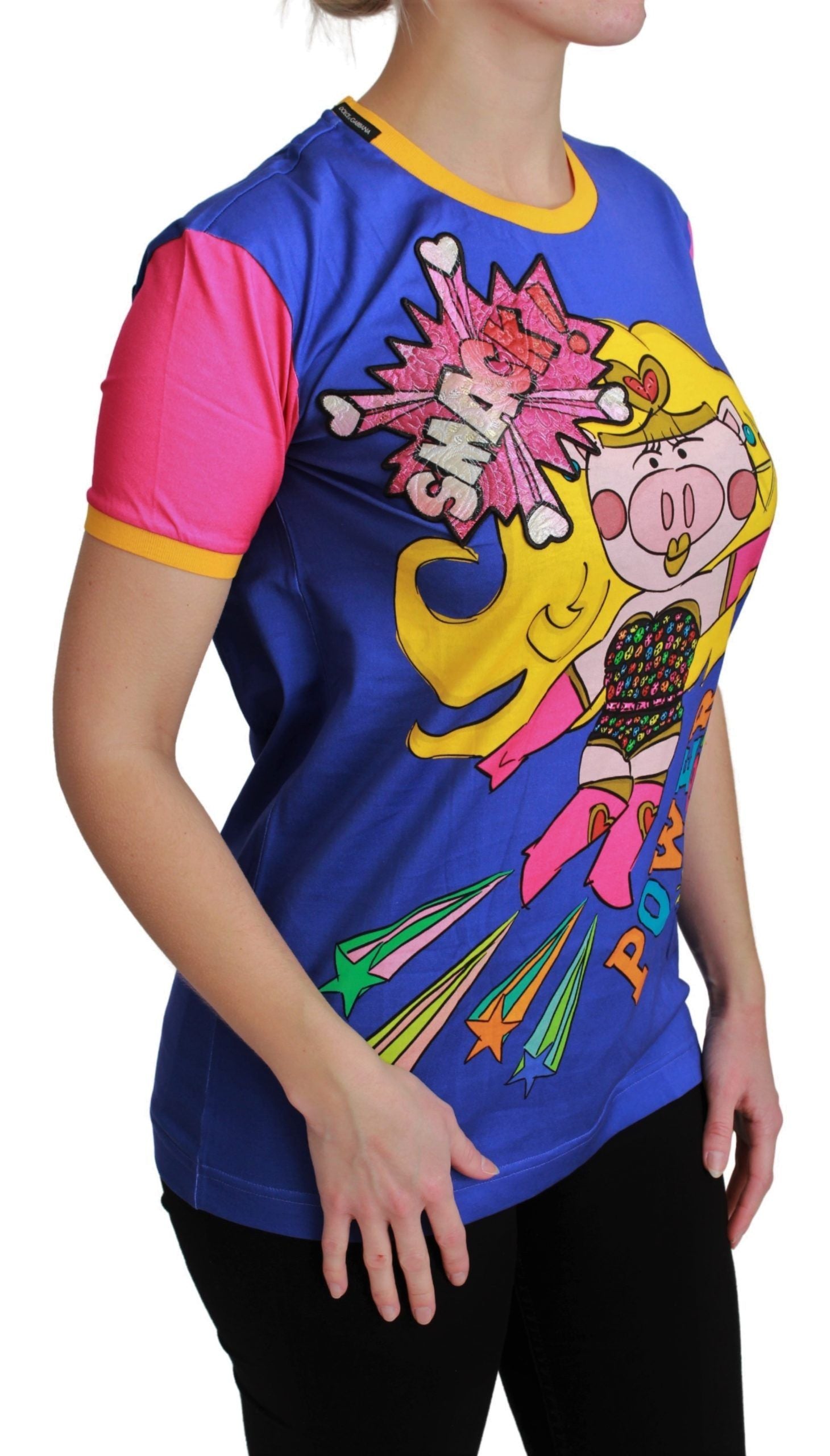 Dolce & Gabbana Purple PIG SUPERGIRL Top Cotton T-shirt | Regal Royce