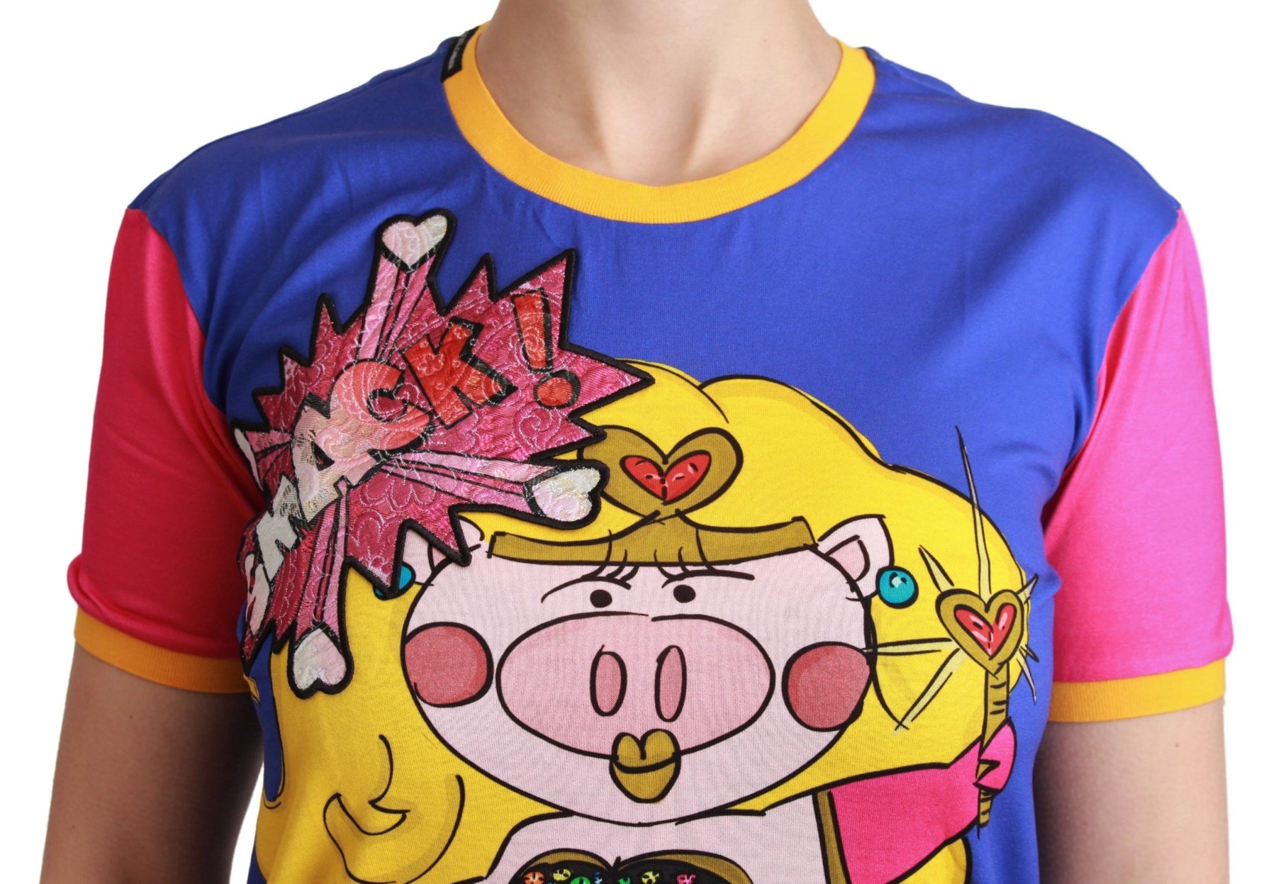 Dolce & Gabbana Purple PIG SUPERGIRL Top Cotton T-shirt | Regal Royce