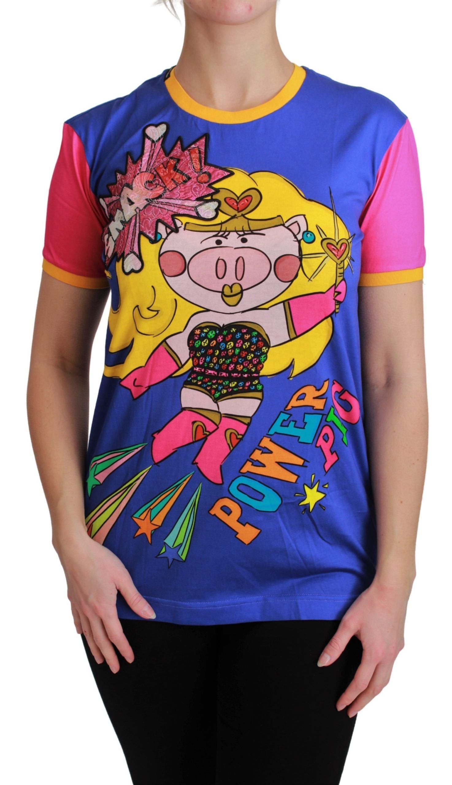 Dolce & Gabbana Purple PIG SUPERGIRL Top Cotton T-shirt | Regal Royce