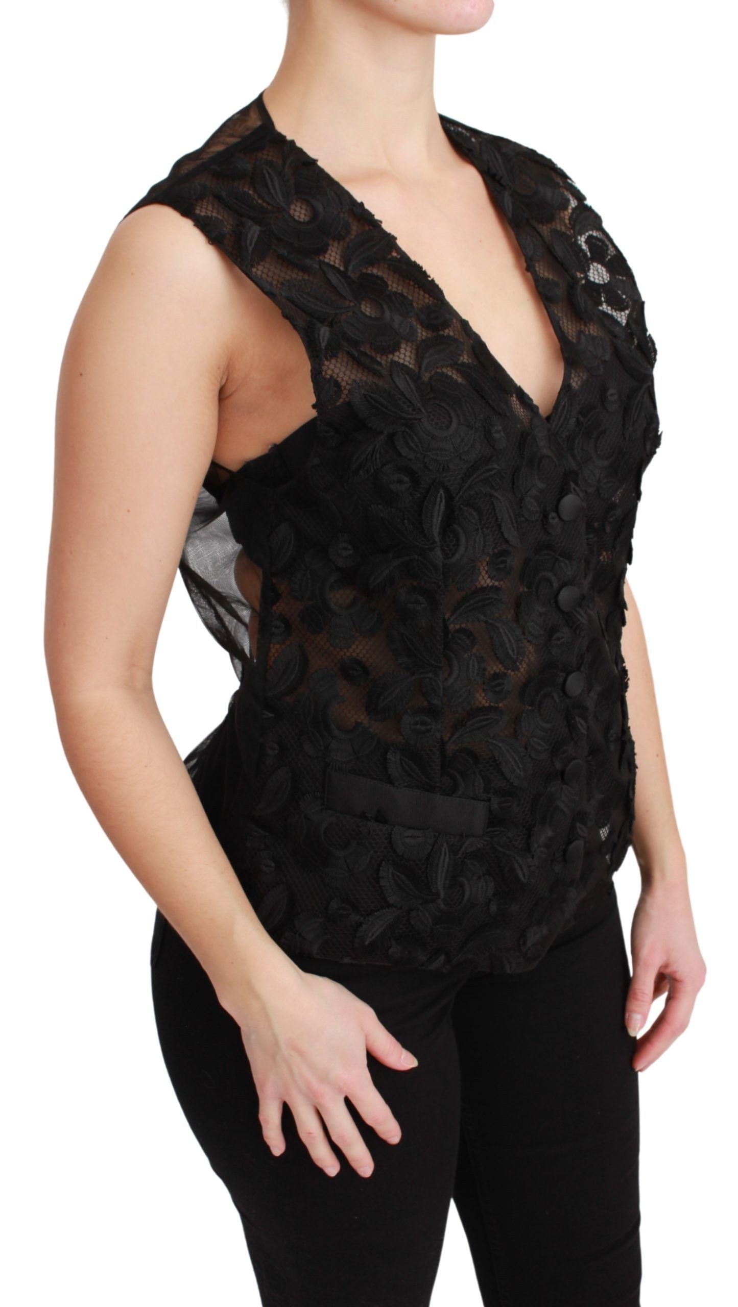 Dolce & Gabbana Black Floral Brocade Top Gilet Waistcoat | Regal Royce