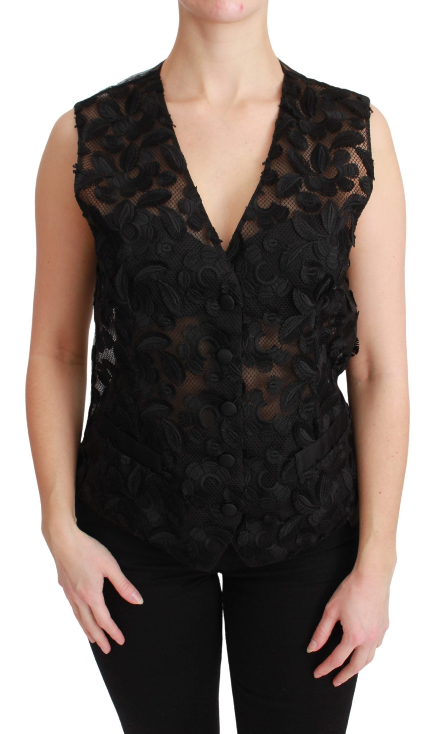 Dolce & Gabbana Black Floral Brocade Top Gilet Waistcoat | Regal Royce