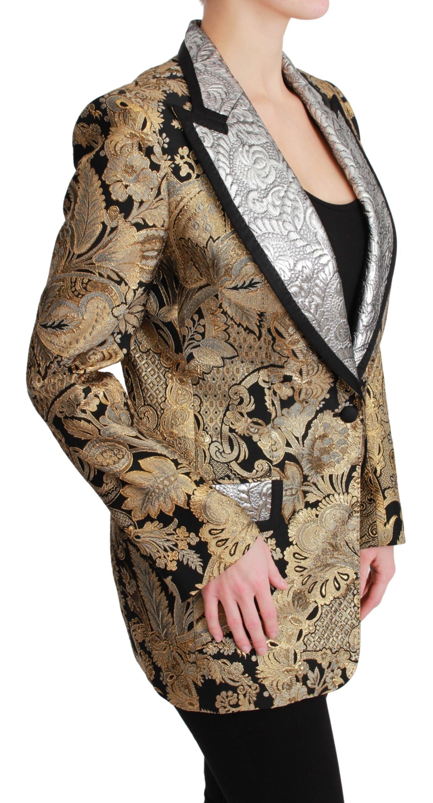 Dolce & Gabbana Black Gold Jacquard Blazer Jacket | Regal Royce