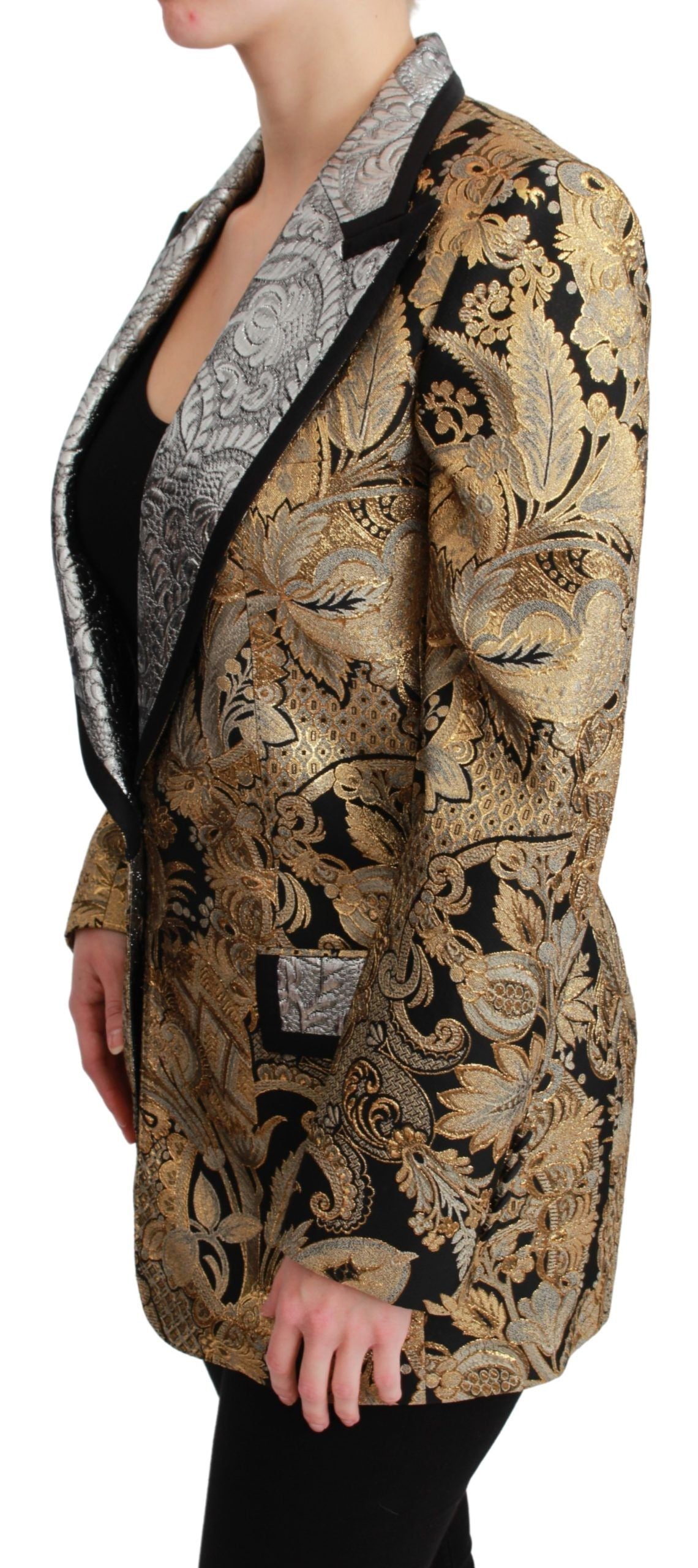Dolce & Gabbana Black Gold Jacquard Blazer Jacket | Regal Royce