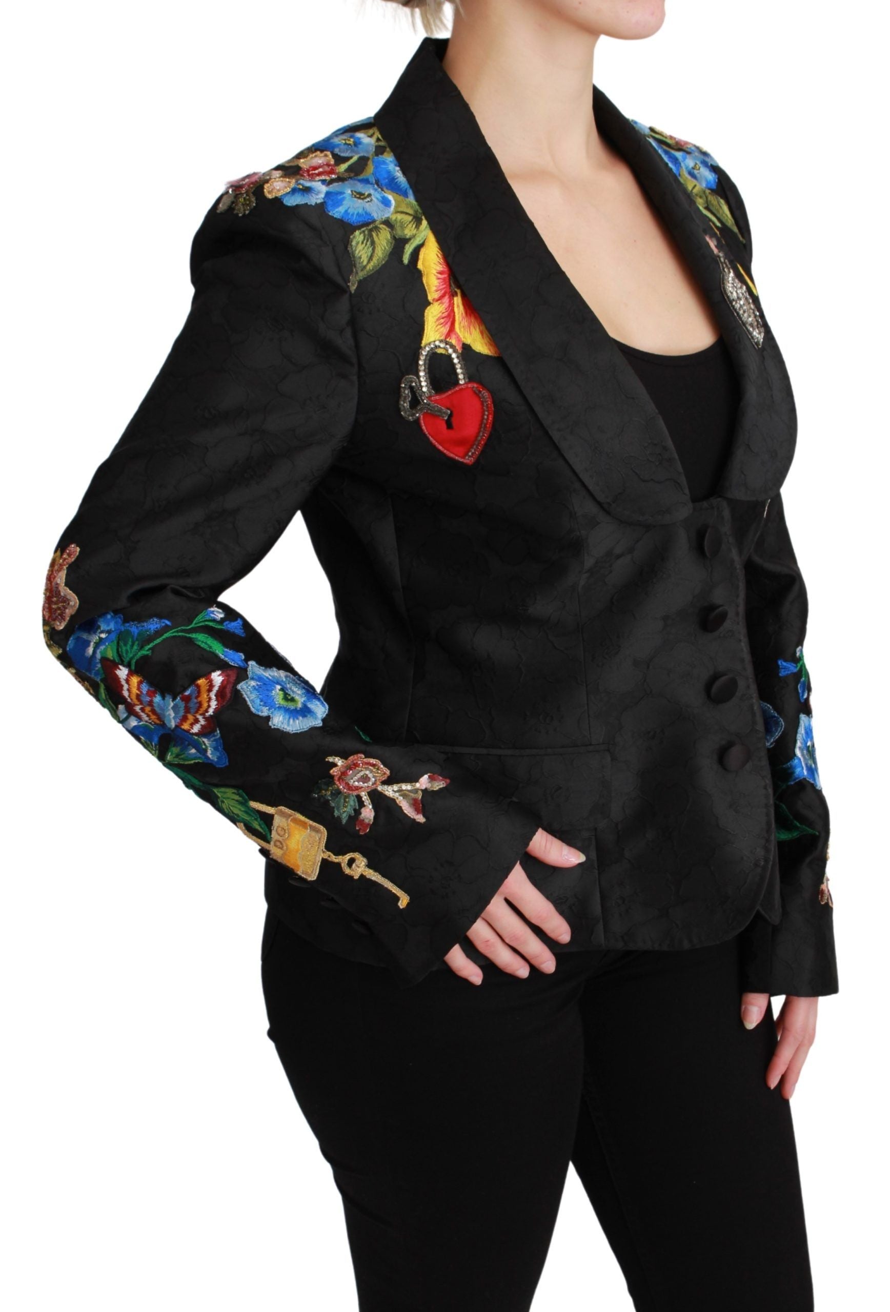 Dolce & Gabbana Black Brocade Crystal Blazer Jacket | Regal Royce