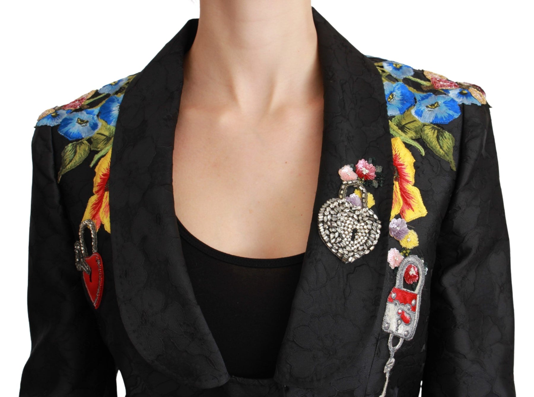 Dolce & Gabbana Black Brocade Crystal Blazer Jacket | Regal Royce