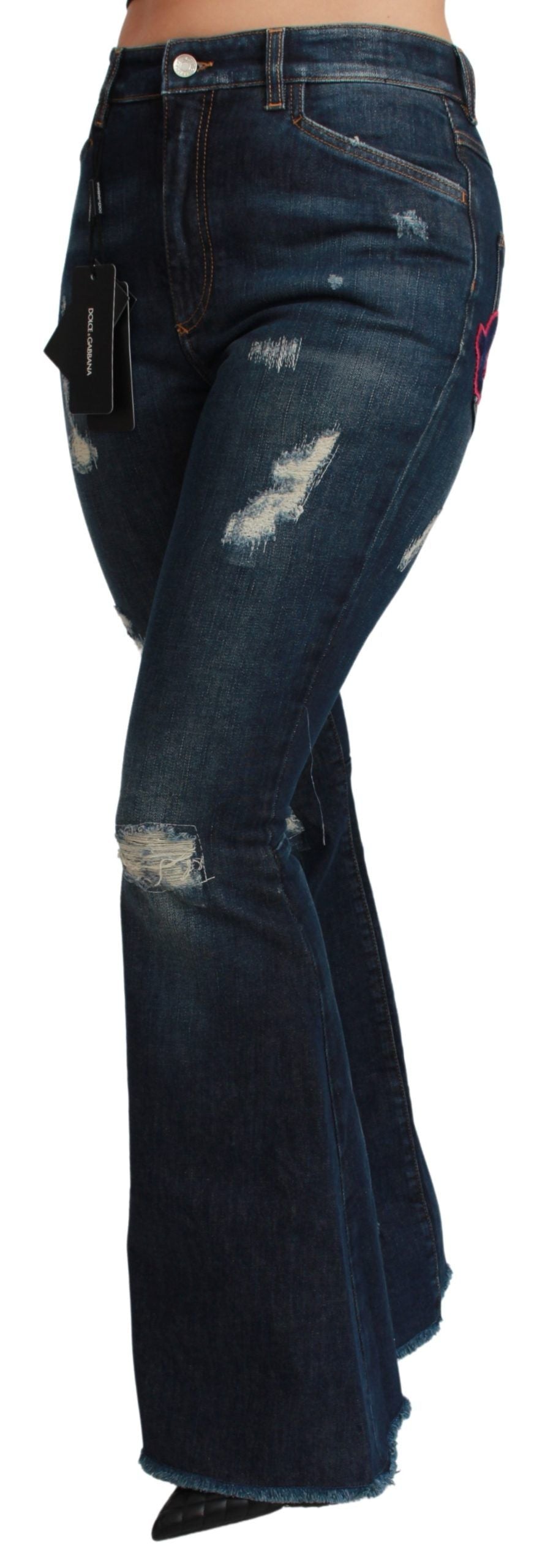 Dolce & Gabbana Blue Denim Cotton Stretch Flared Jeans | Regal Royce