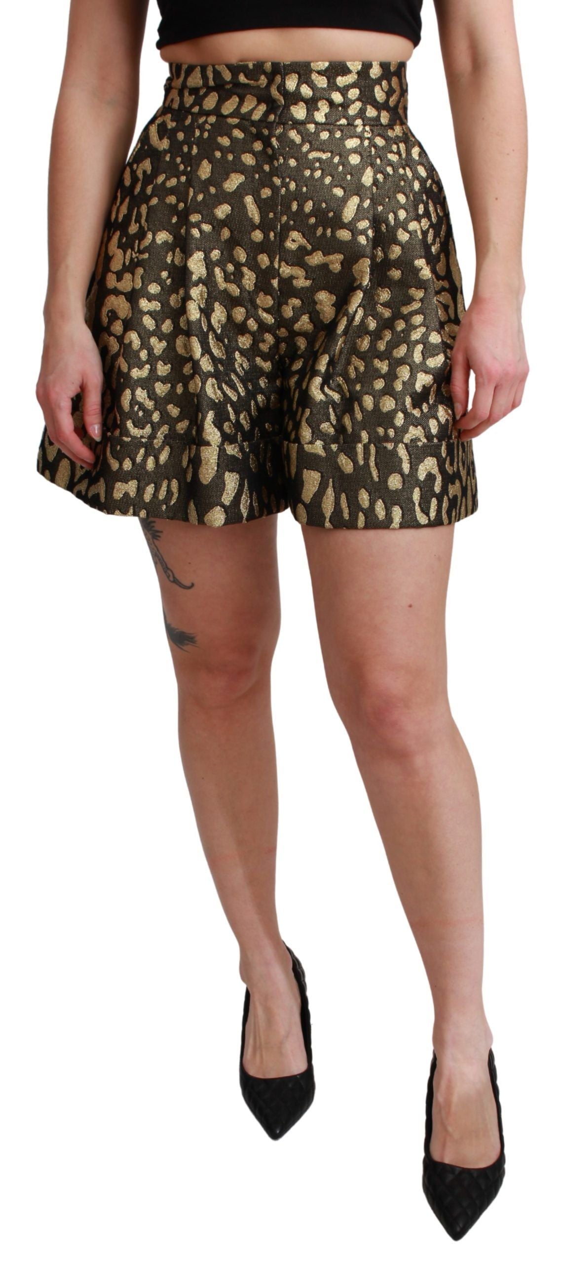 Dolce & Gabbana Black Gold High Waist Mini Cotton Shorts | Regal Royce