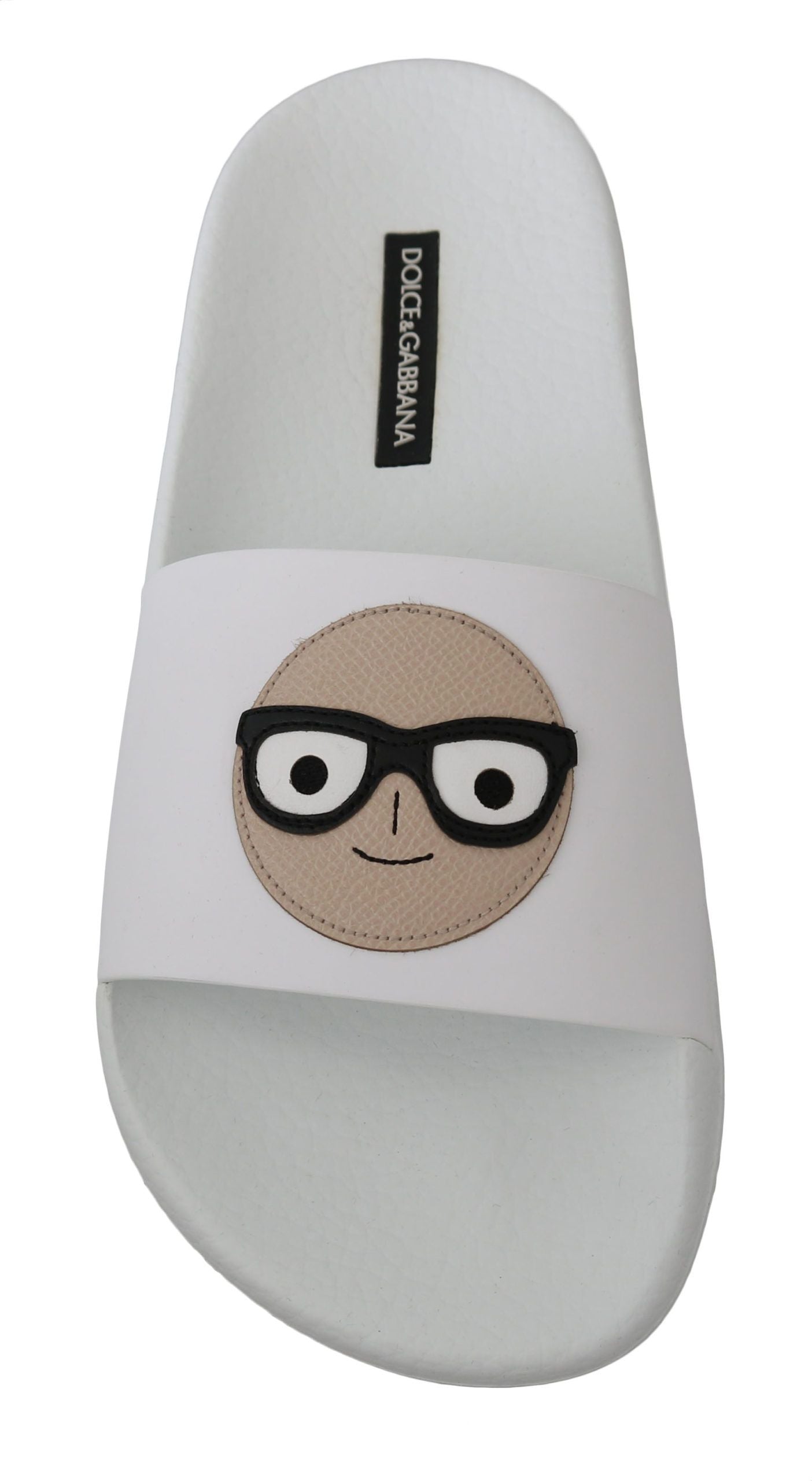 Dolce & Gabbana White Leather #dgfamily Slides Shoes Sandals | Regal Royce