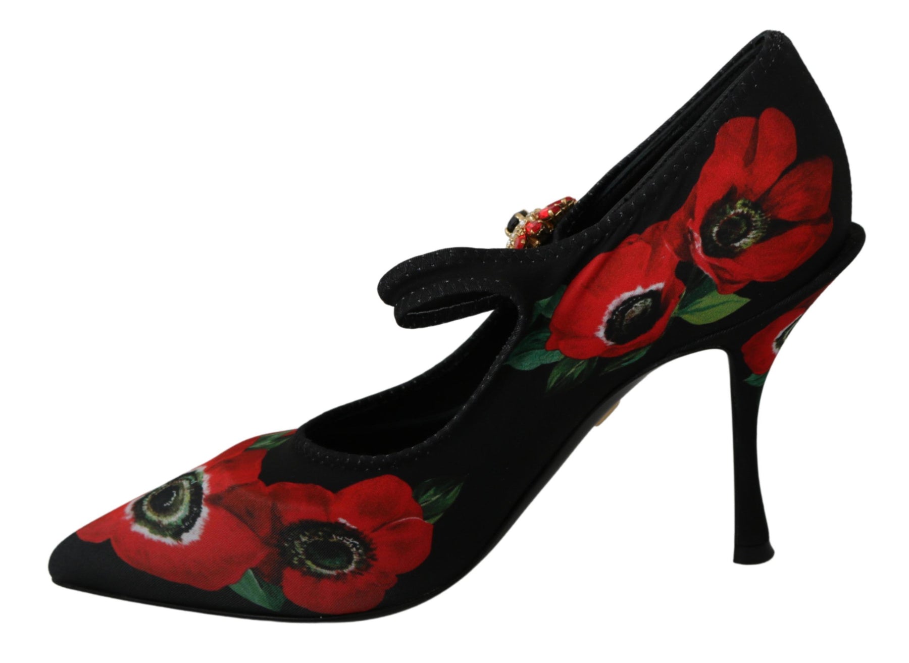 Dolce & Gabbana Black Red Floral Mary Janes Pumps Shoes | Regal Royce