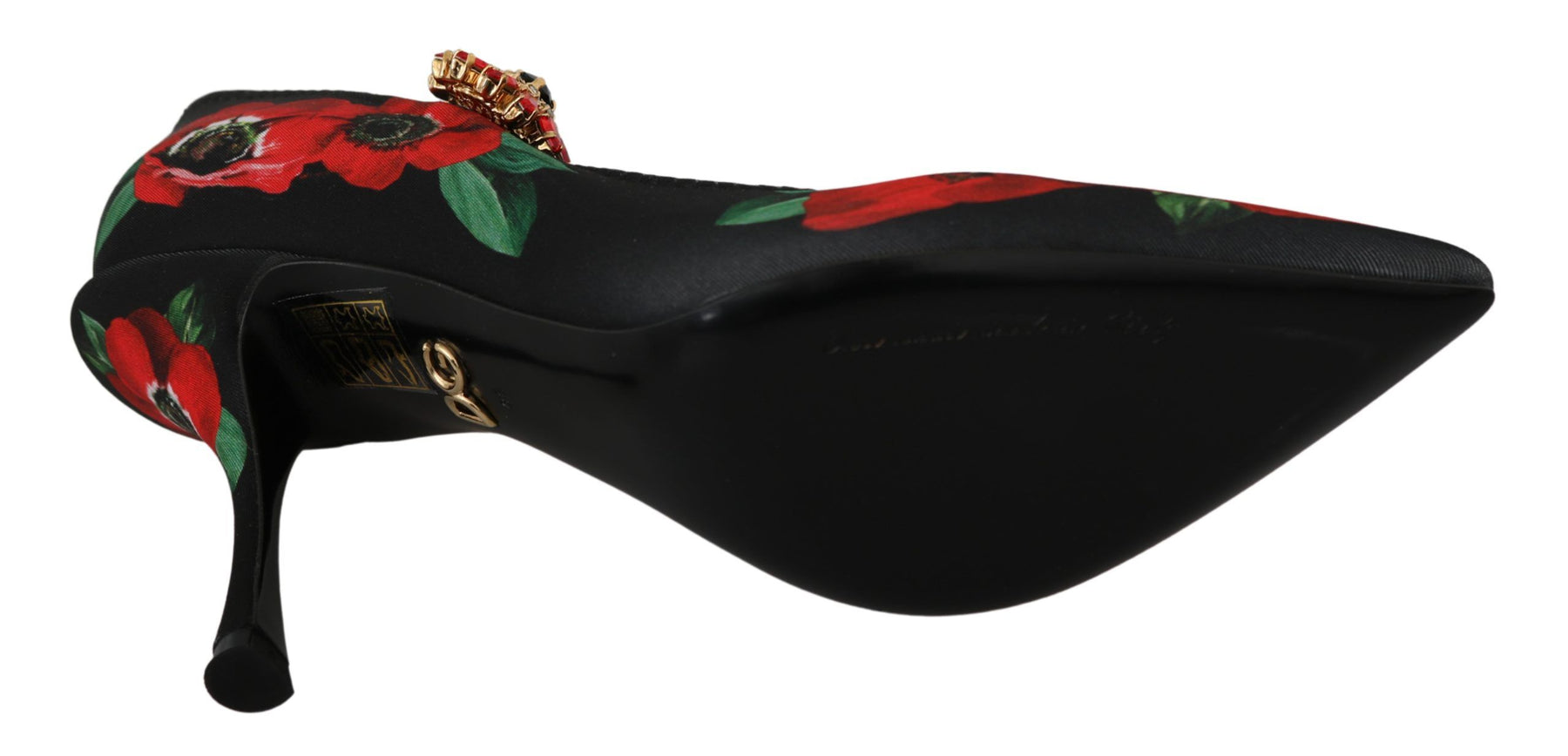 Dolce & Gabbana Black Red Floral Mary Janes Pumps Shoes | Regal Royce
