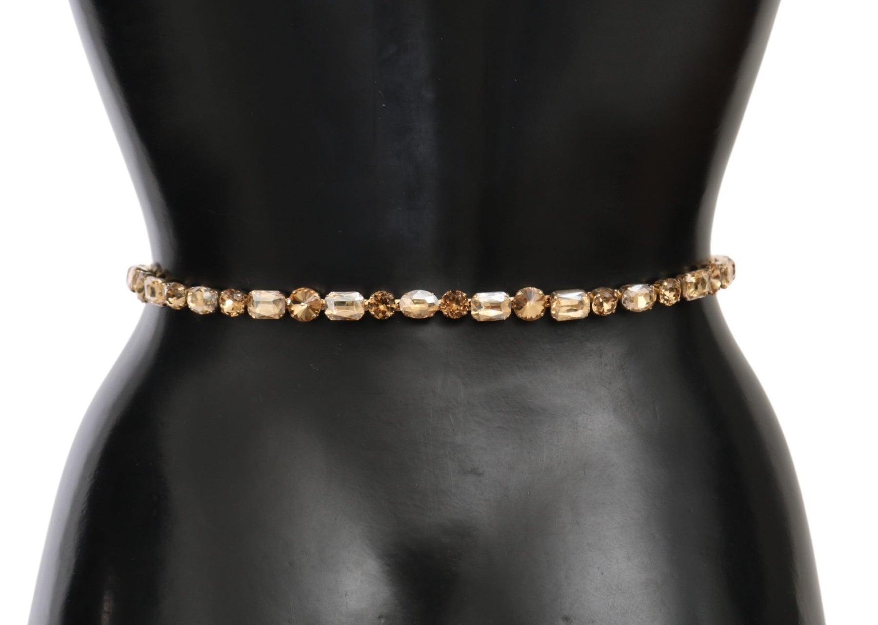 Dolce & Gabbana White Leather Crystals Waist Belt | Regal Royce