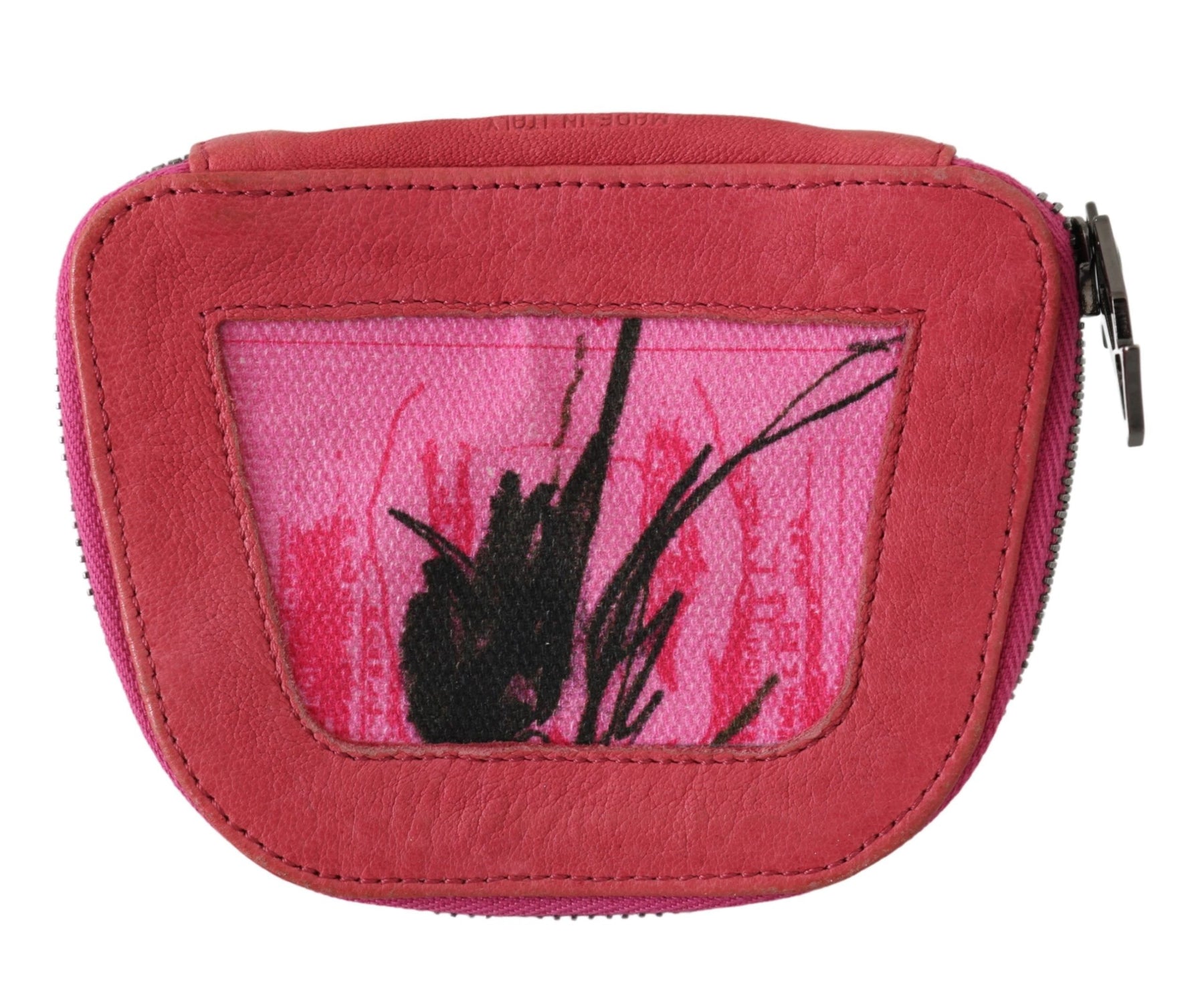 PINKO Pink Suede Printed Coin Holder Women Fabric Zippered Purse | Regal Royce