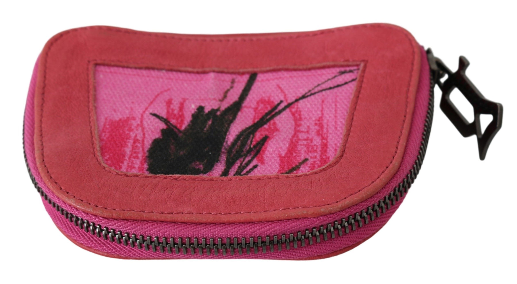 PINKO Pink Suede Printed Coin Holder Women Fabric Zippered Purse | Regal Royce