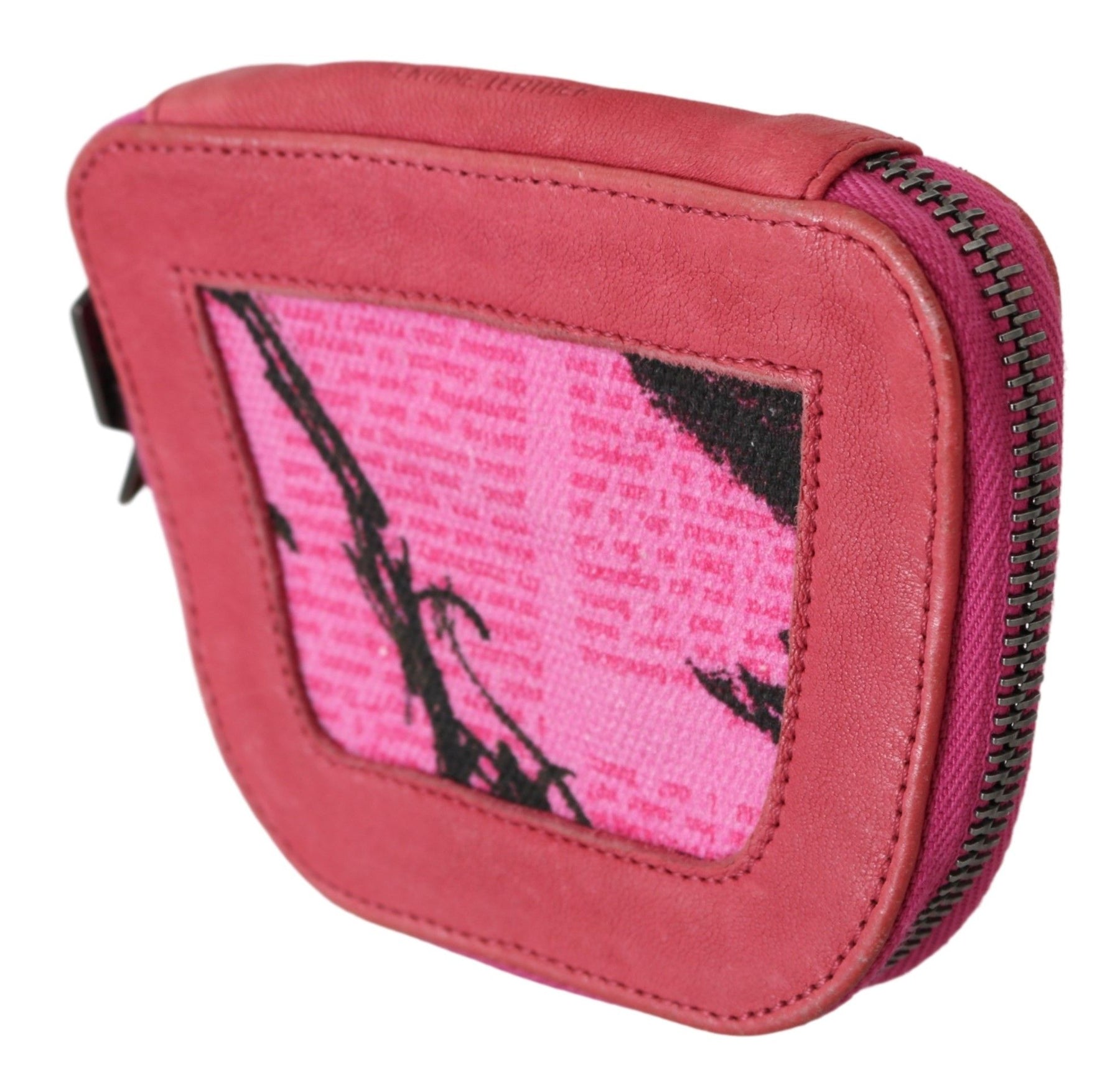 PINKO Pink Suede Printed Coin Holder Women Fabric Zippered Purse | Regal Royce