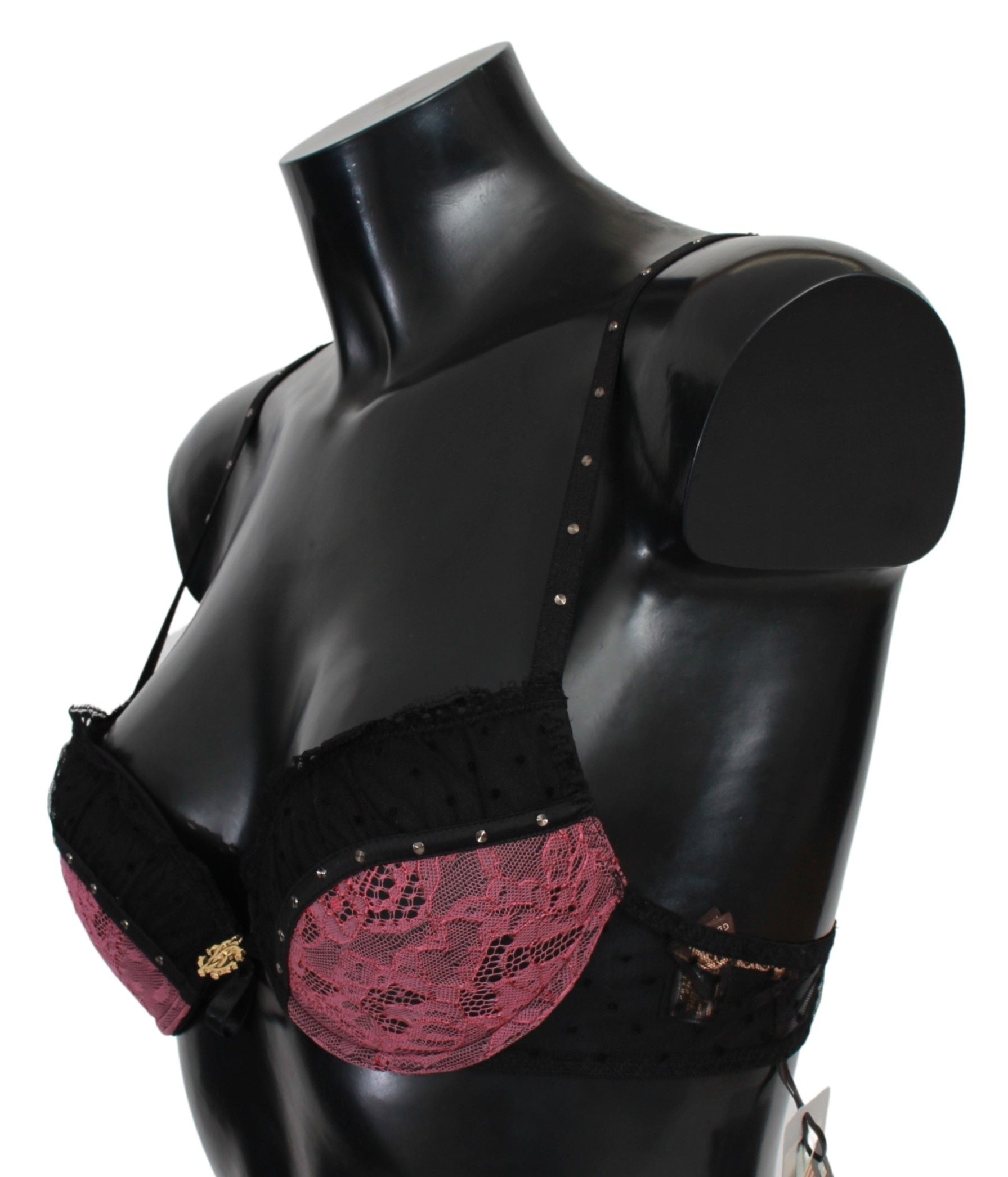 Roberto Cavalli Black Pink Lace Push Up Bra Underwear | Regal Royce