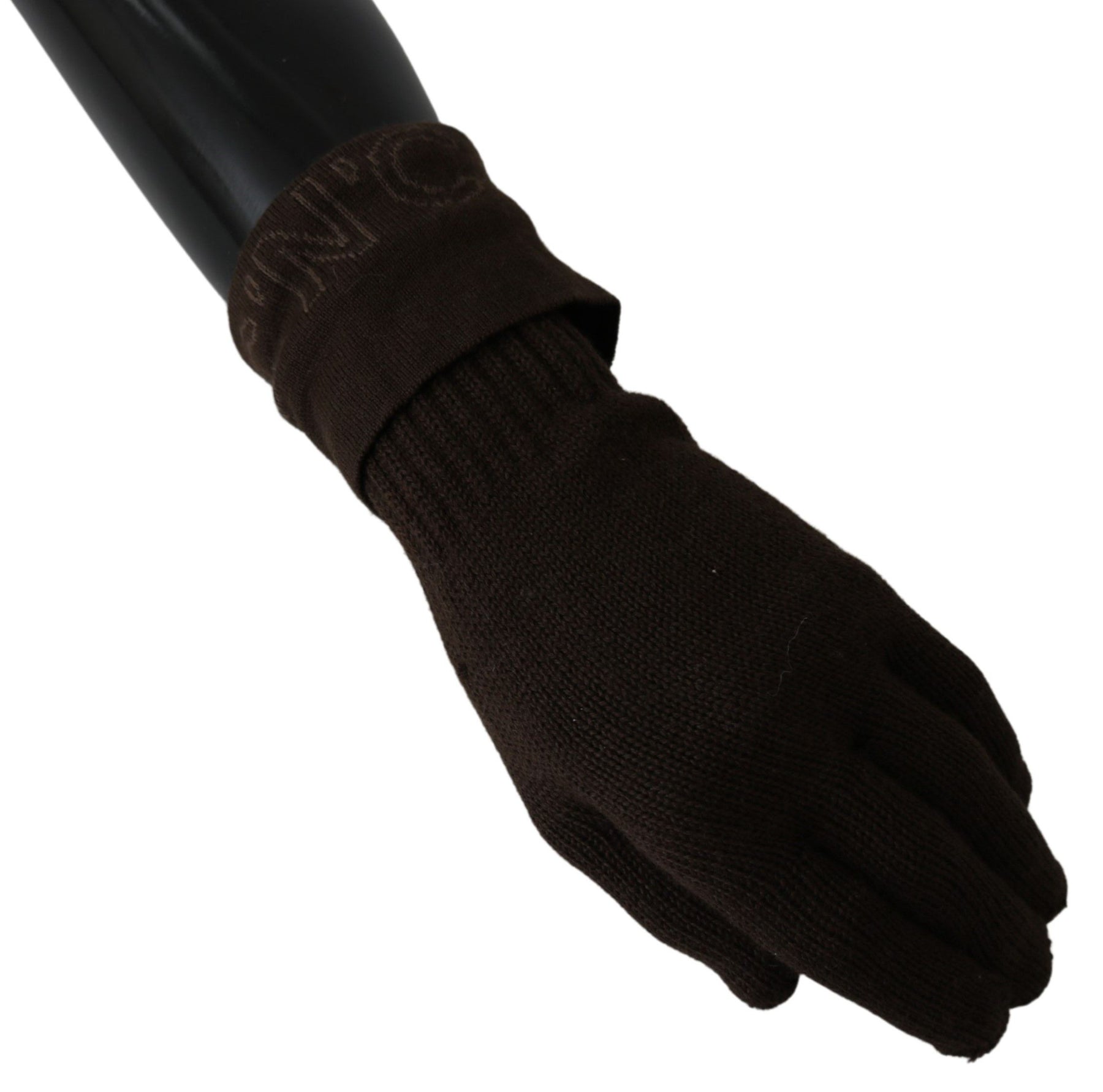 Costume National Brown Wool Knitted One Size Wrist Length Gloves | Regal Royce