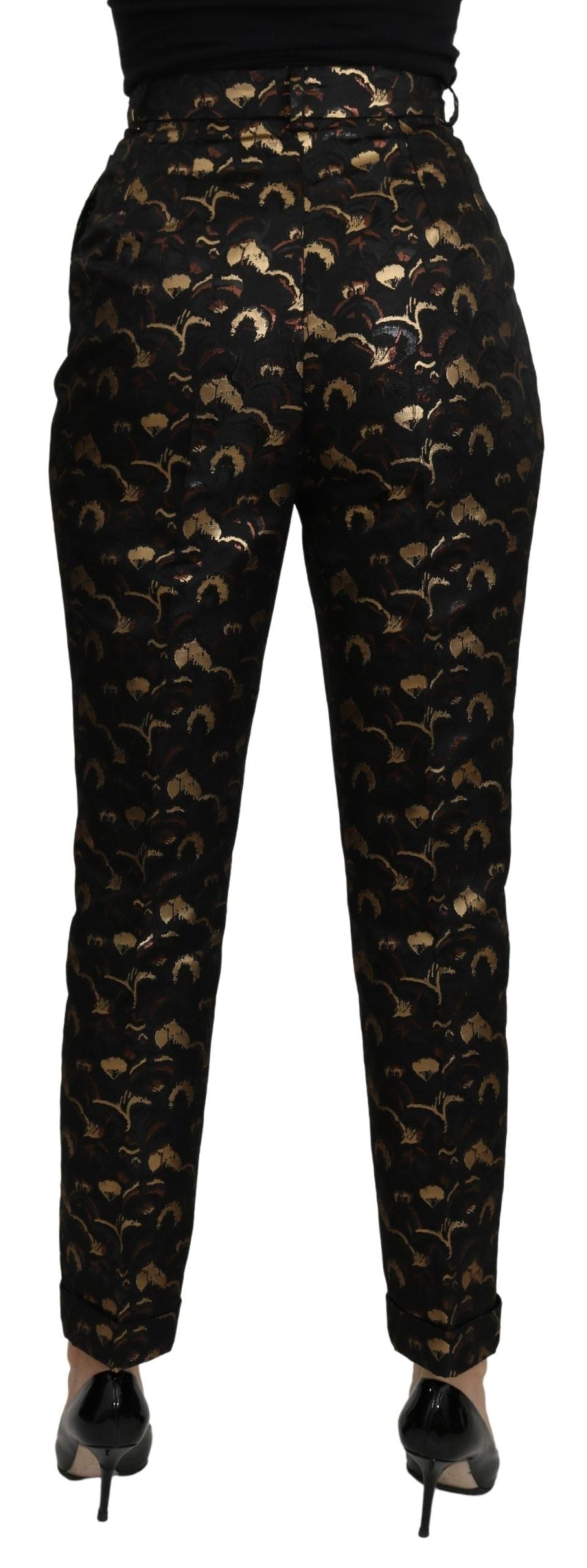 Dolce & Gabbana Black Gold Brocade High Waist Pants | Regal Royce