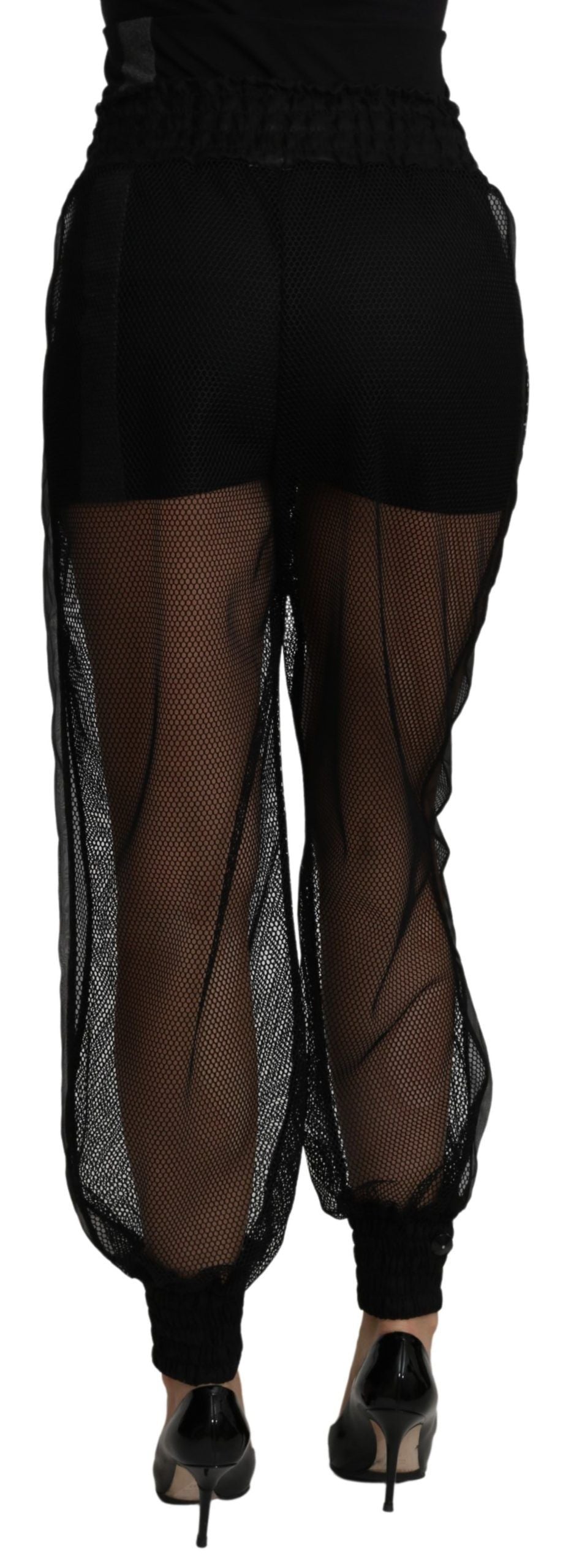 Dolce & Gabbana Black See Through Jogger Polyester Pants | Regal Royce
