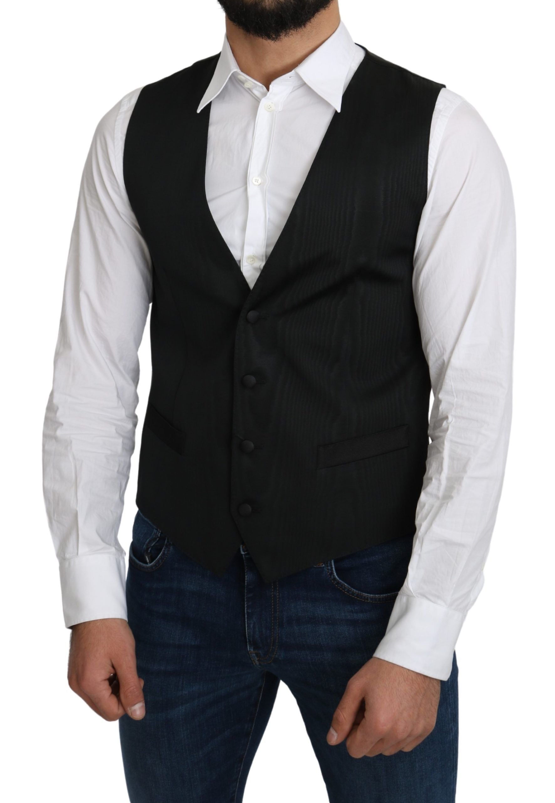 Dolce & Gabbana Gray 100% Silk Formal Coat Vest | Regal Royce