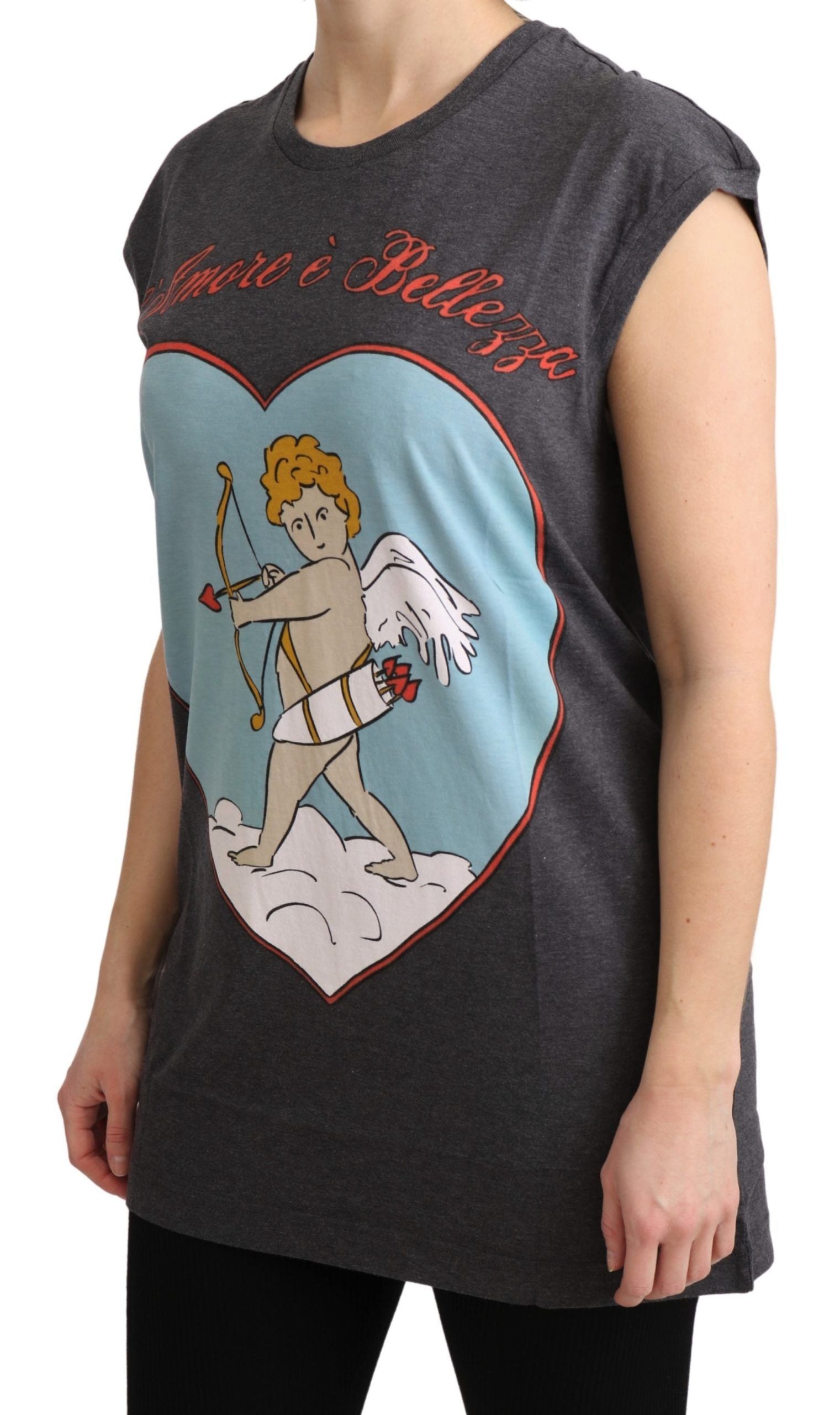 Dolce & Gabbana Gray Cotton L' Amore Top Tank T-shirt | Regal Royce