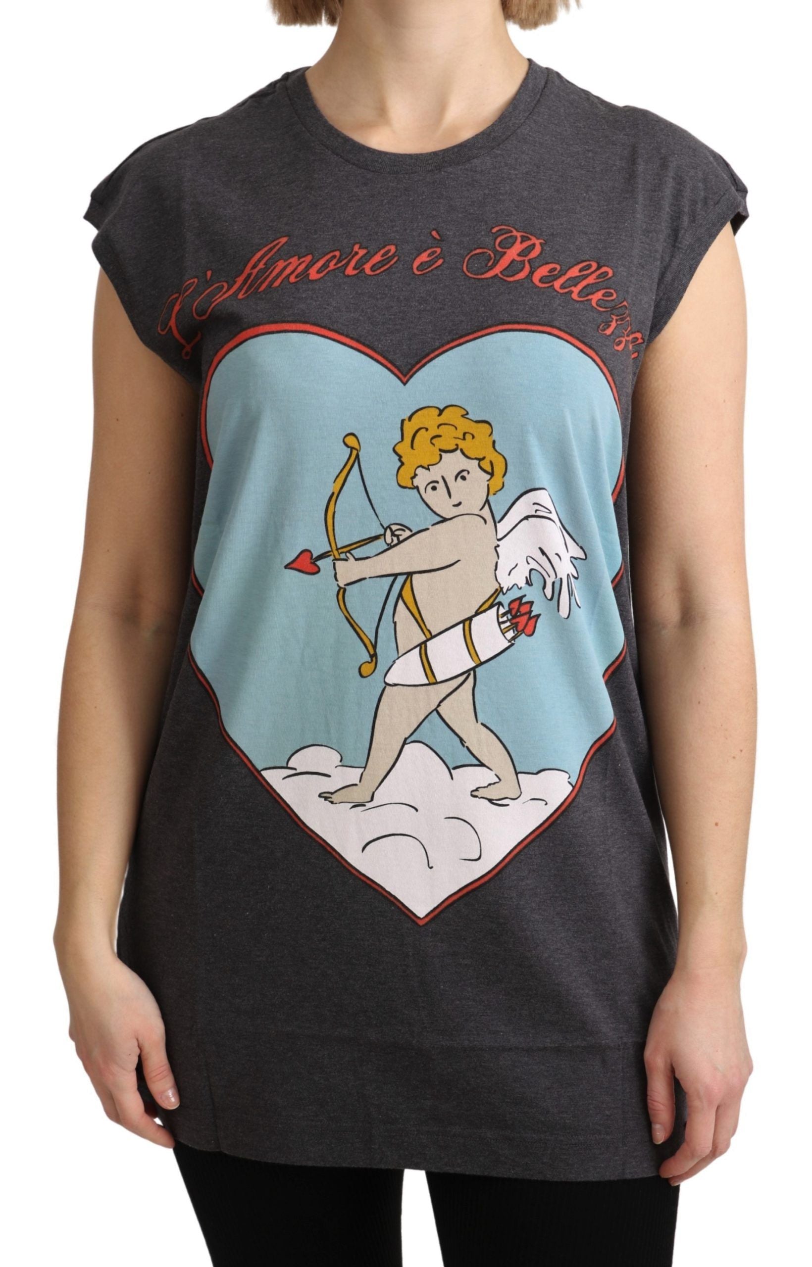 Dolce & Gabbana Gray Cotton L' Amore Top Tank T-shirt | Regal Royce