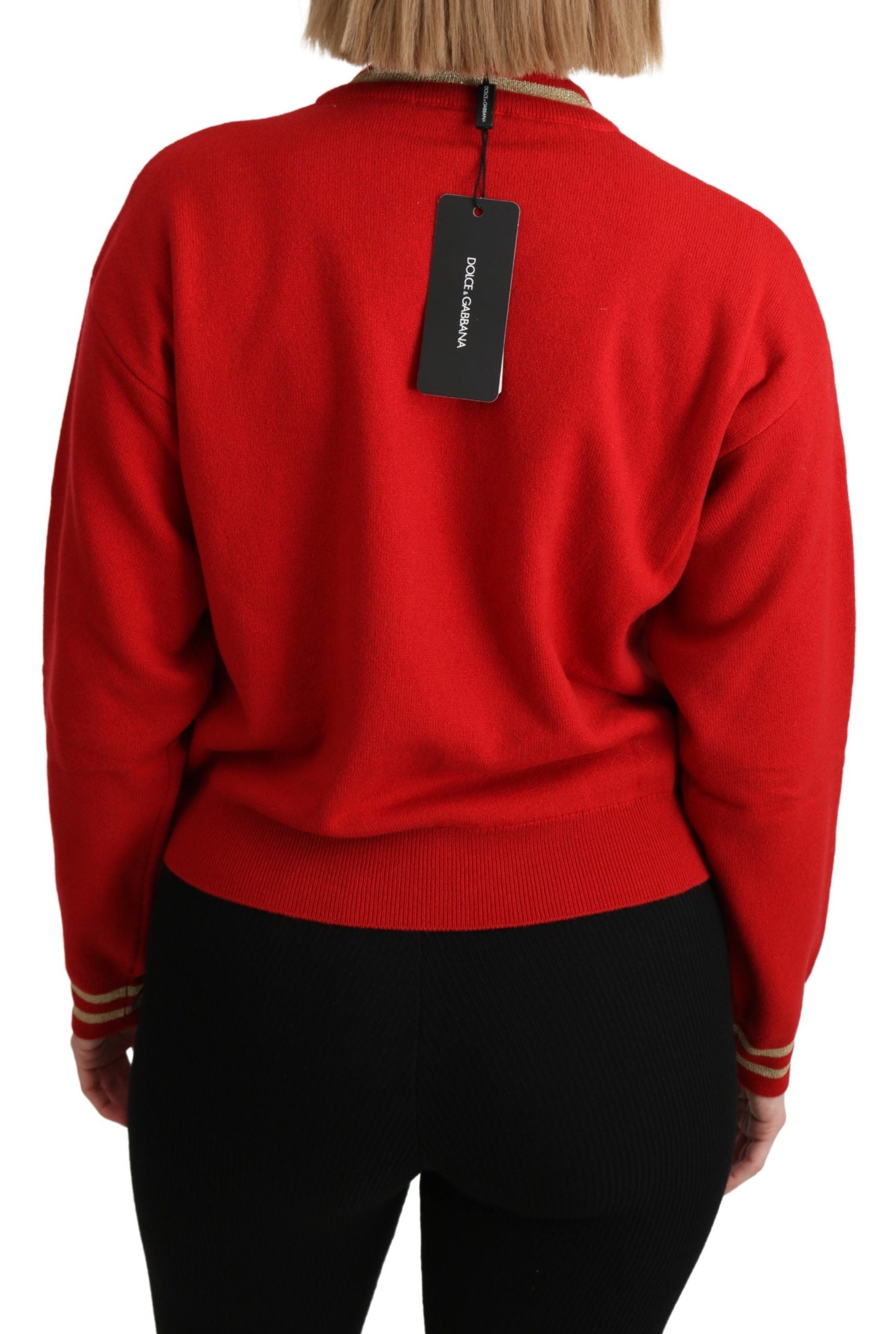 Dolce & Gabbana Red Knitted Cashmere Cartoon Top Sweater | Regal Royce