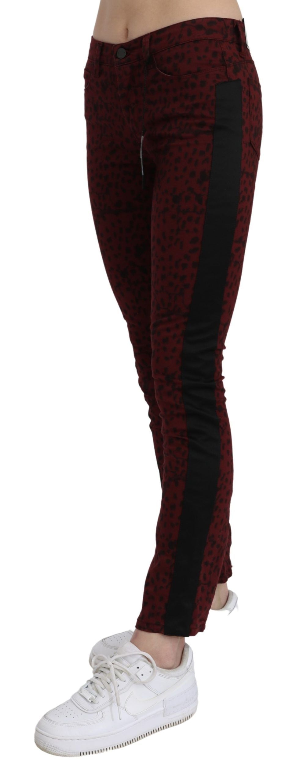 Costume National Dark Red Mid Waist Slim Fit Cotton Jeans | Regal Royce