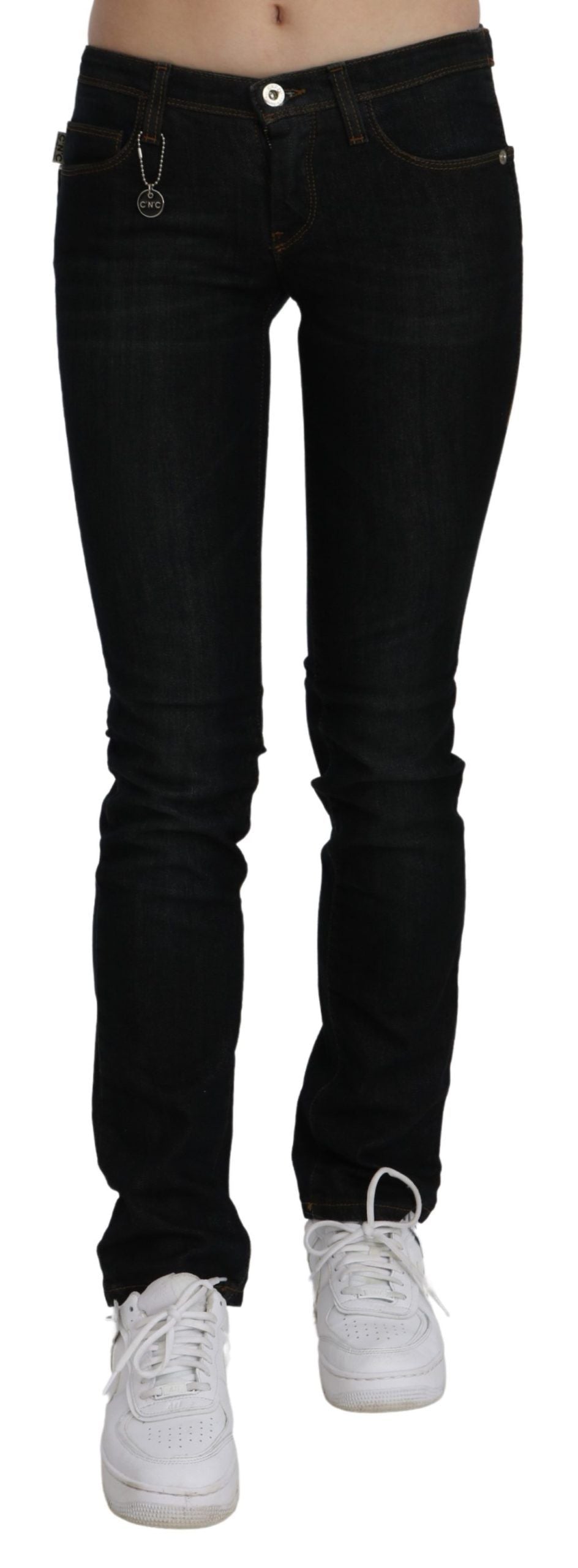 Costume National Black Mid Waist Skinny Denim Cotton Jeans | Regal Royce