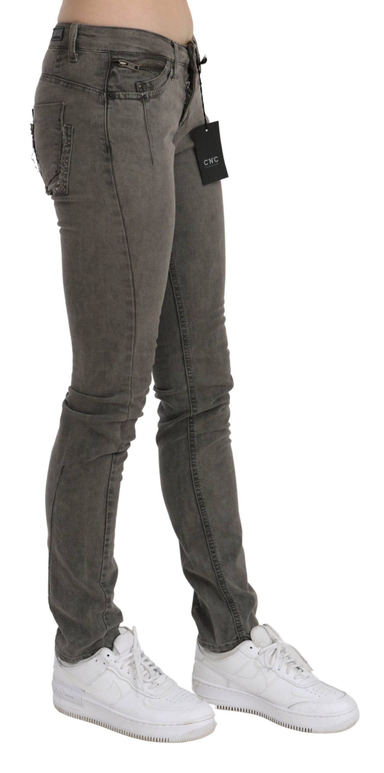 Costume National Gray Low Waist Skinny Denim Cotton Jeans | Regal Royce