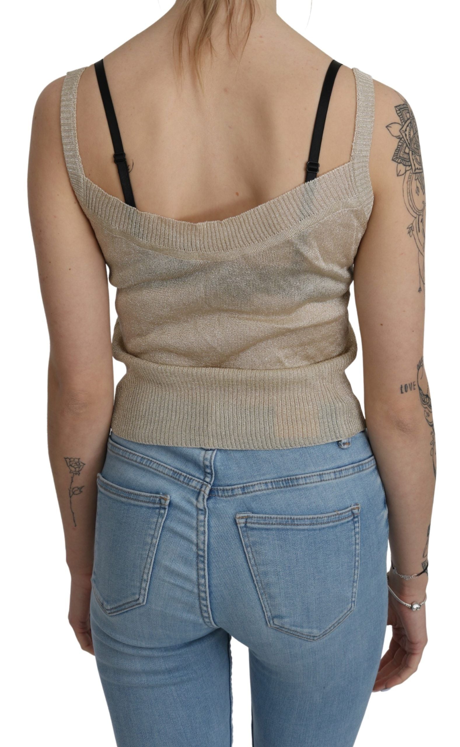BYBLOS Beige Sleeveless Spaghetti Strap Tank See Through Top | Regal Royce